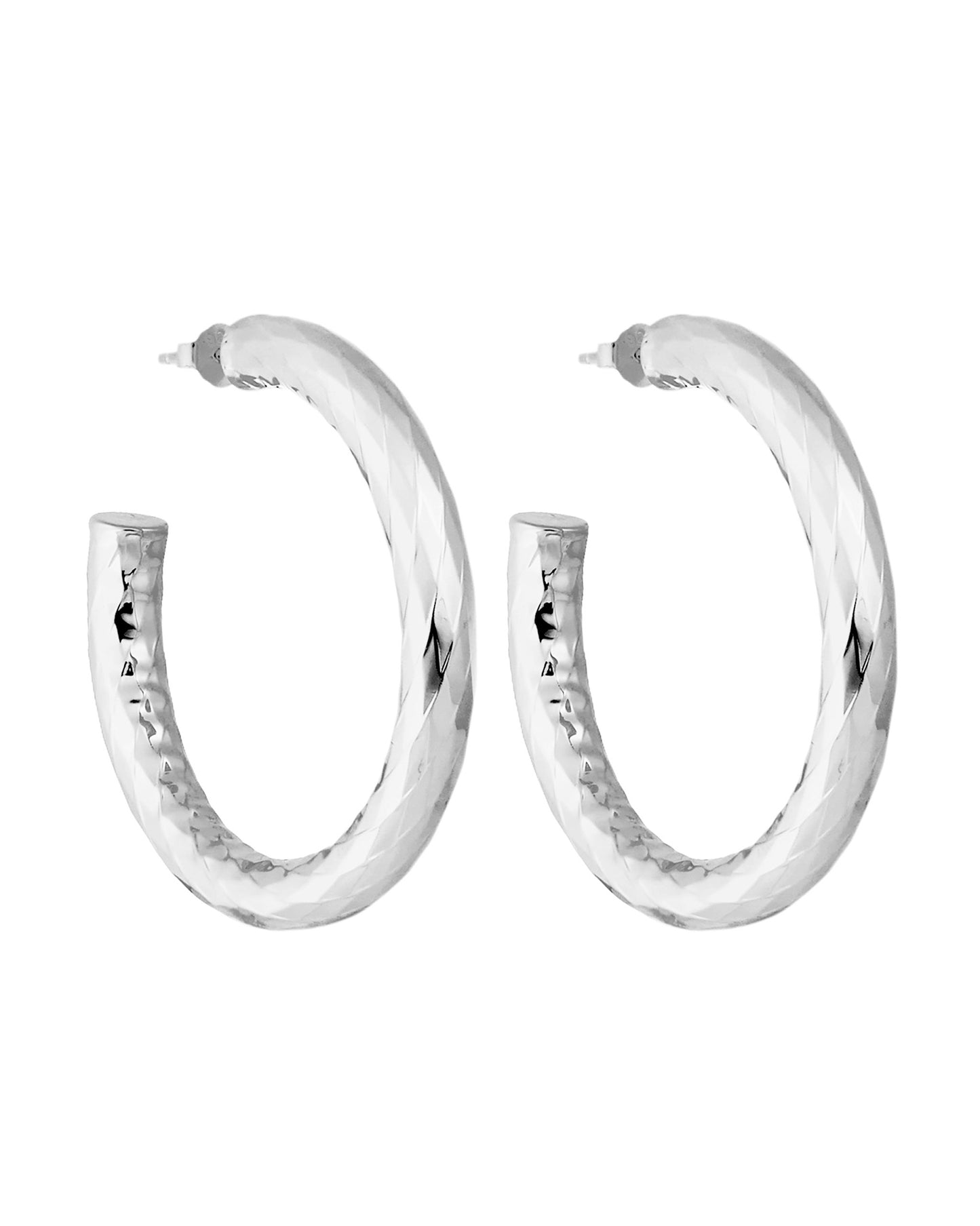1.5" Wavelet Hoops in Silver