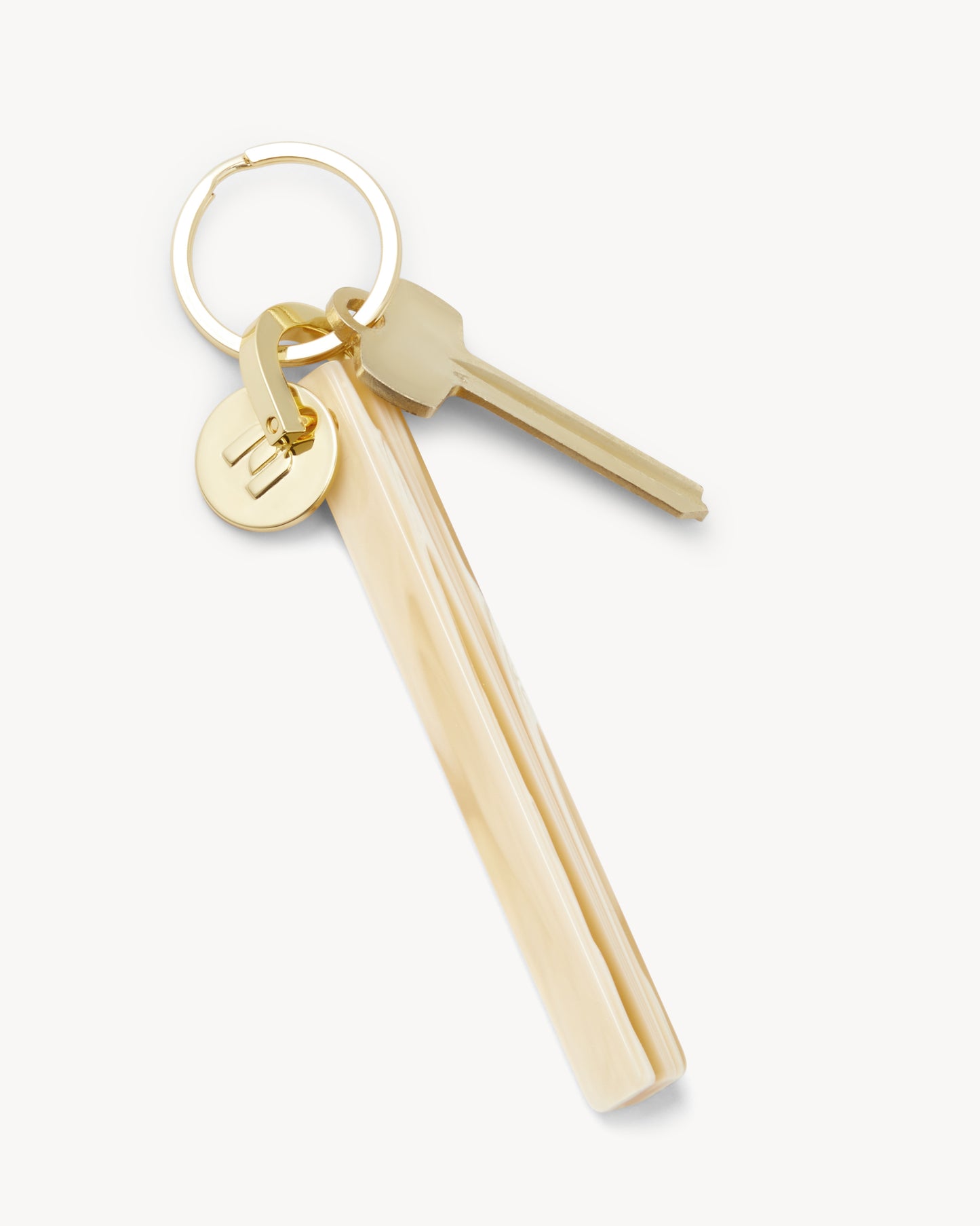 Bar Keychain in Alabaster - Gold