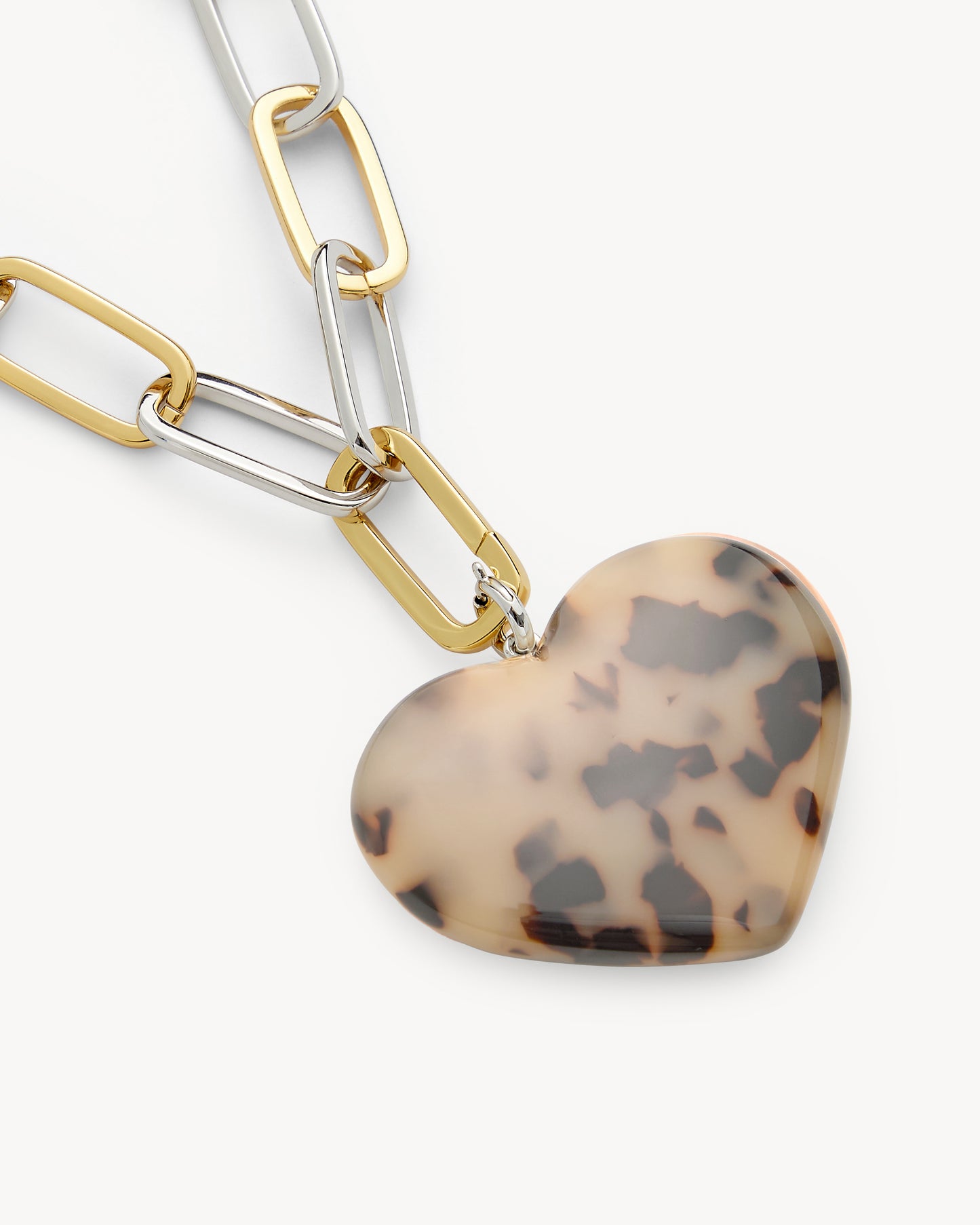 Grande Heart Pendant Necklace in Blonde Tortoise