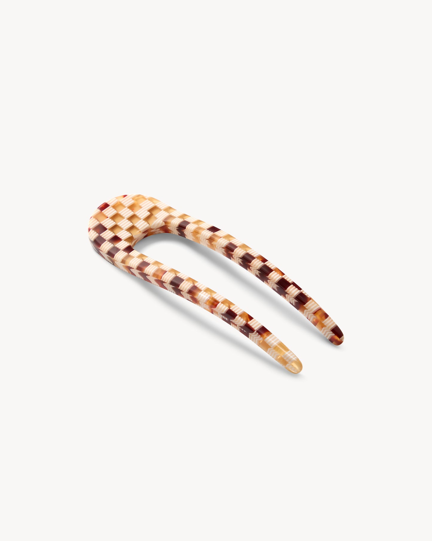 Mini French Hair Pin in Tortoise Checker
