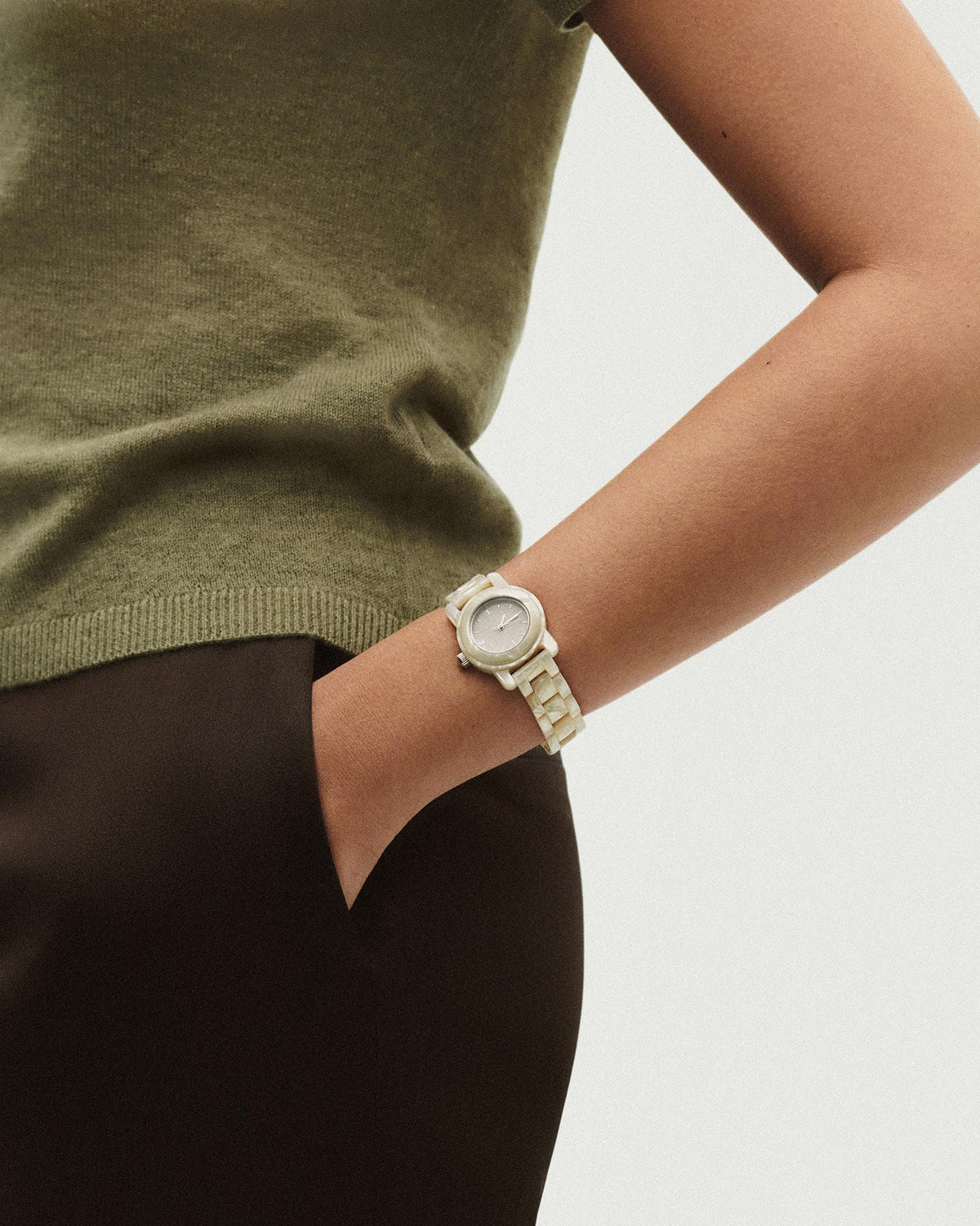 Mini Mono Watch in White Shell - OUTLET