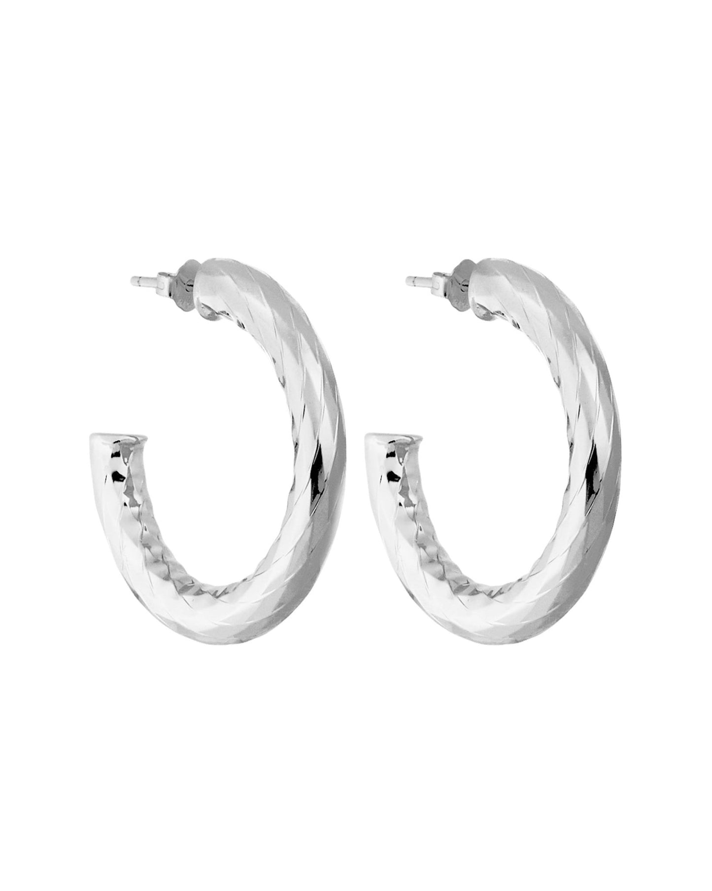 1" Wavelet Hoops in Silver - MACHETE