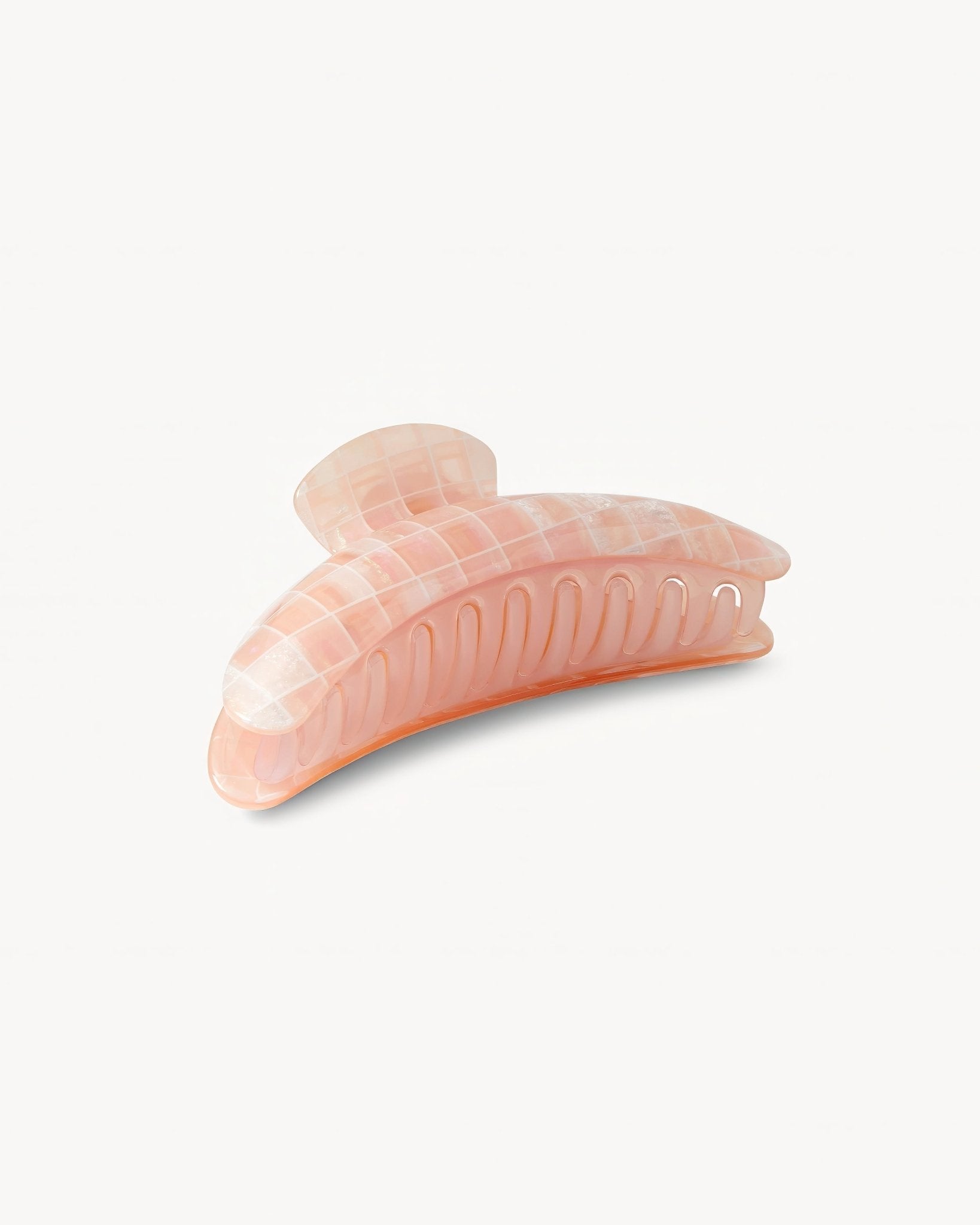 Jumbo Heirloom Hair Claw in Apricot Shell Checker