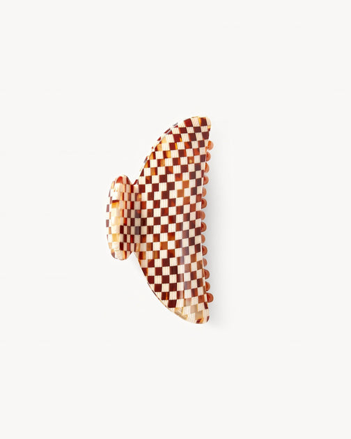 French Hair Pin in Tortoise Checker