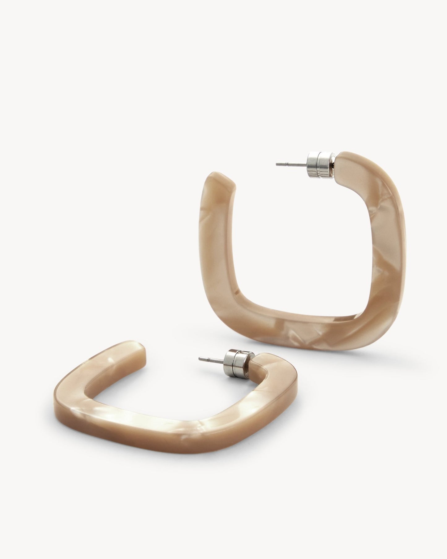 Midi Square Hoops in Sand Shell - MACHETE