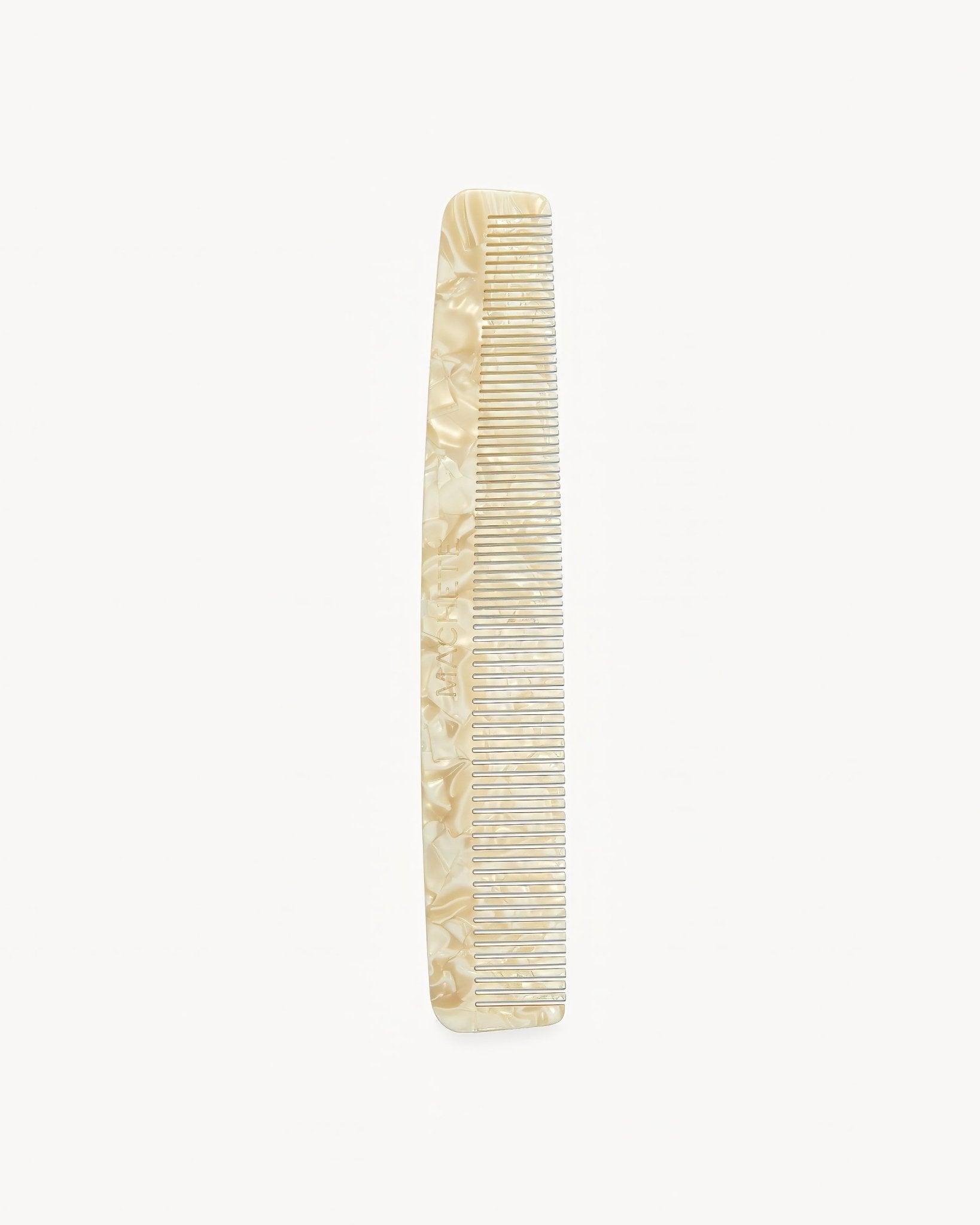 Machete No. 1 fine tooth comb in ivory white and cream acetate