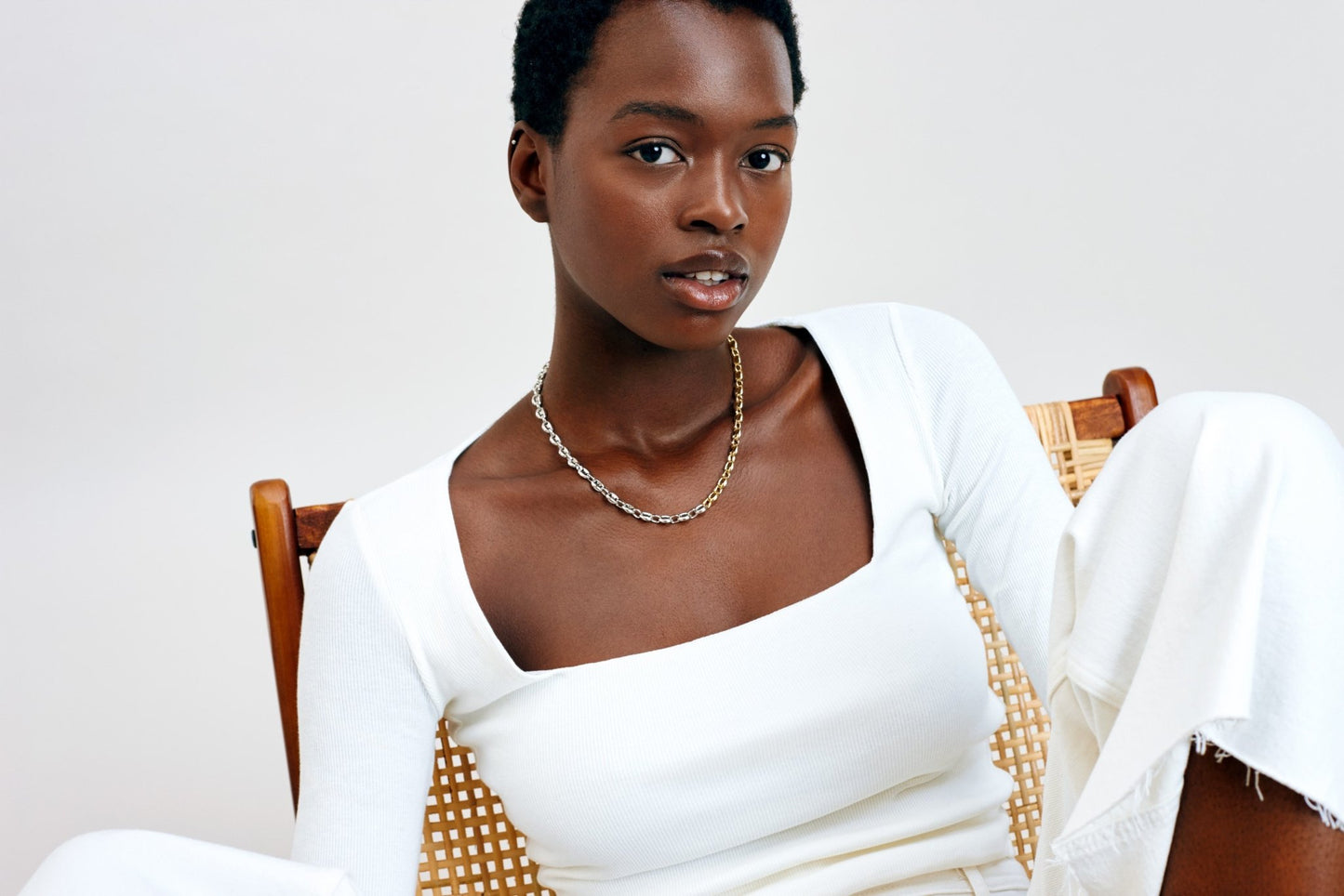 Petite Coffee Bead Necklace in 3/4 Gold