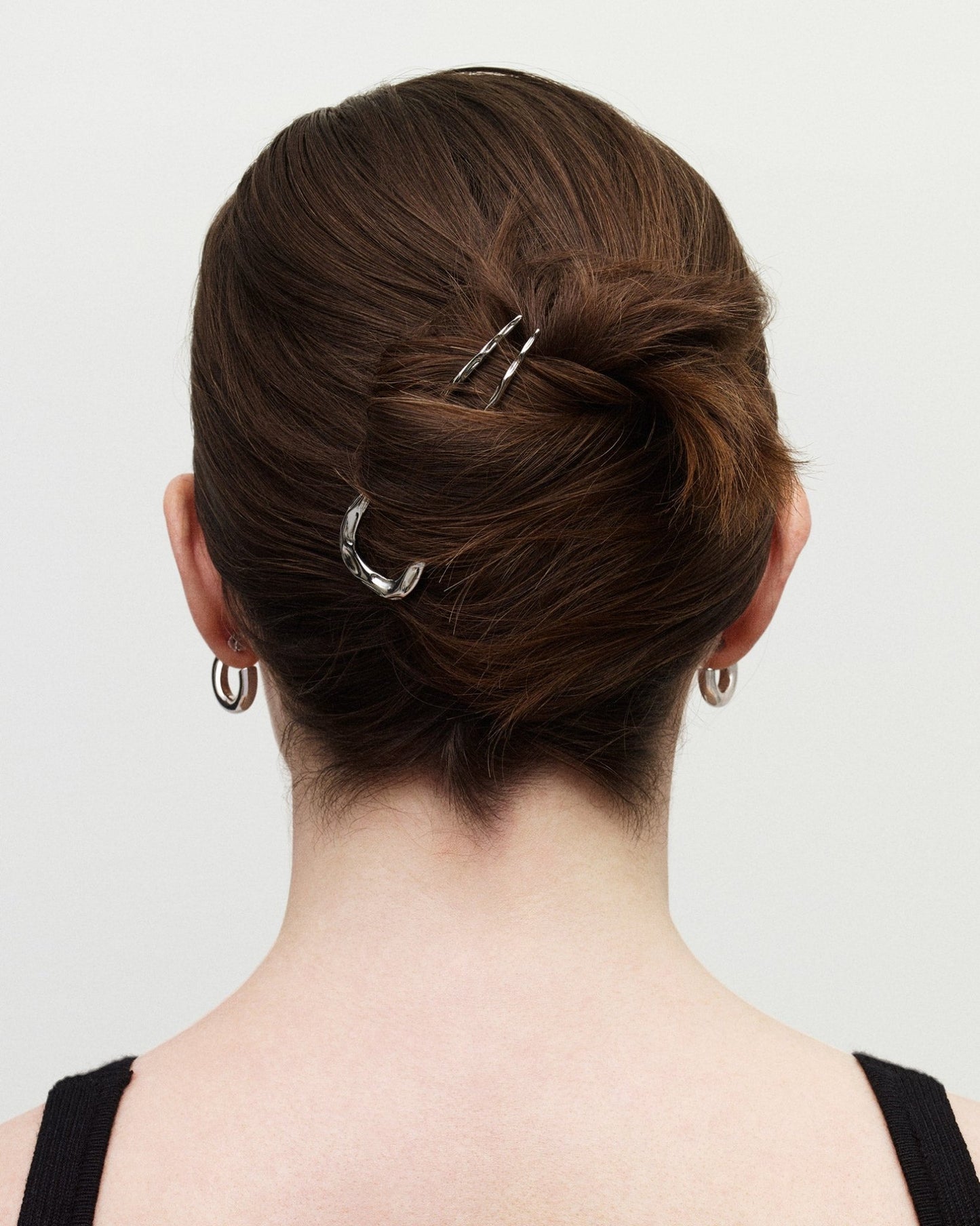 Petite Oval French Hair Pin in Silver