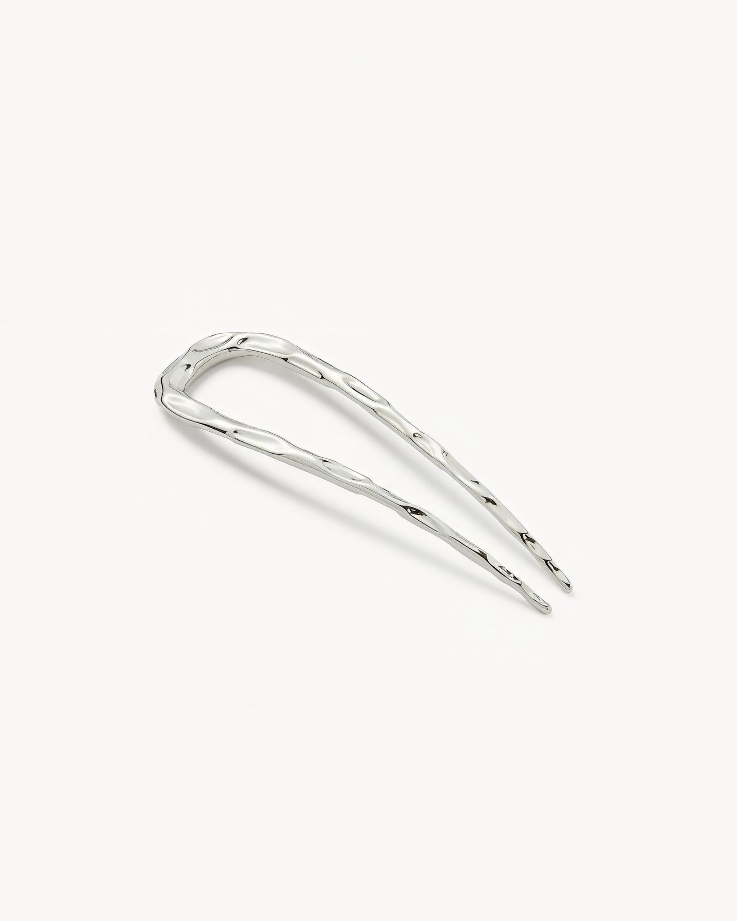Petite Wavy French Hair Pin in Silver