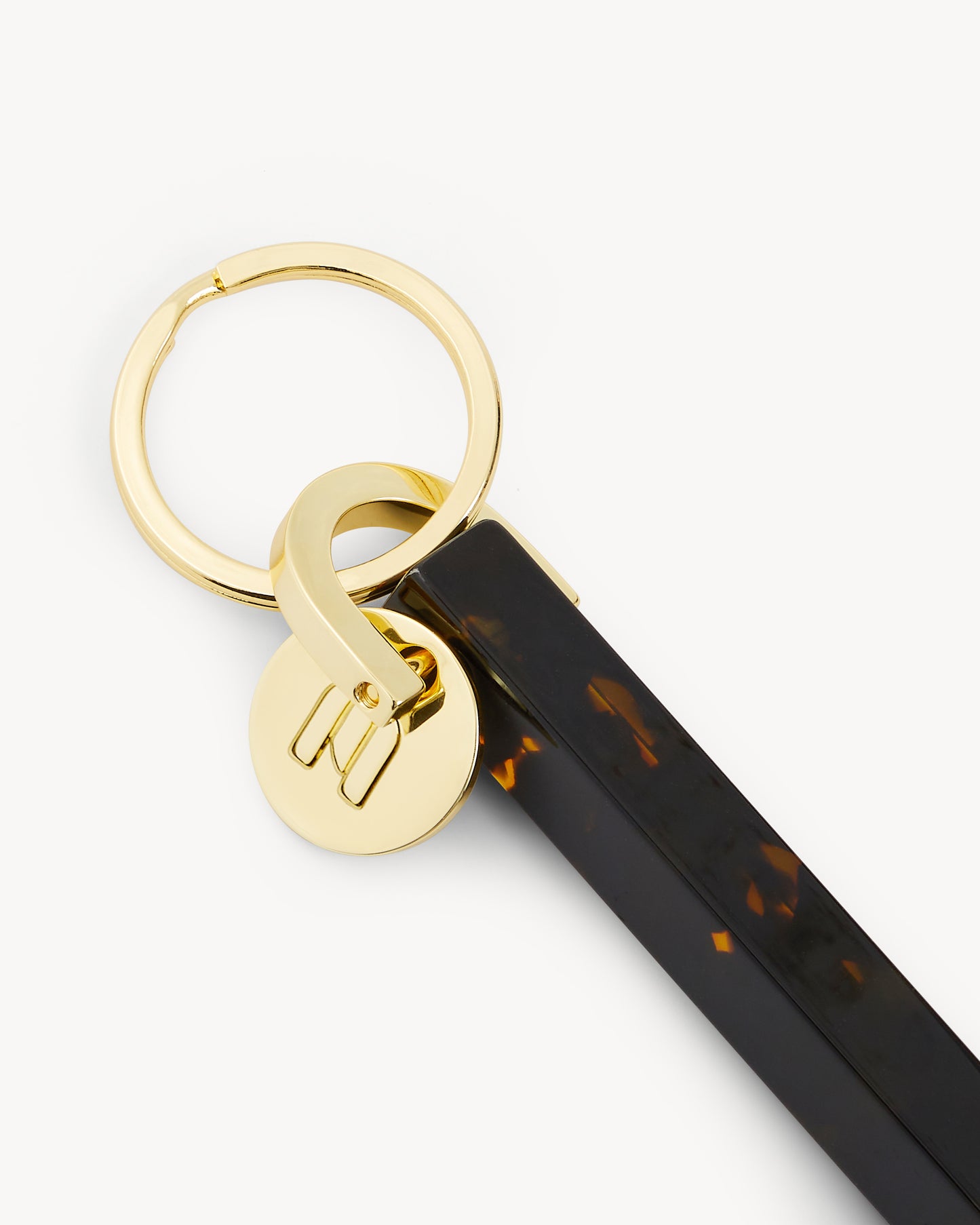 Bar Keychain in Dark Tortoise - Gold