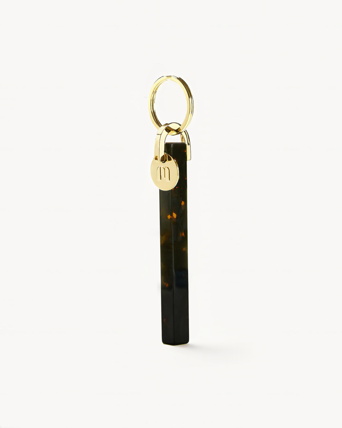 Bar Keychain in Dark Tortoise - Gold