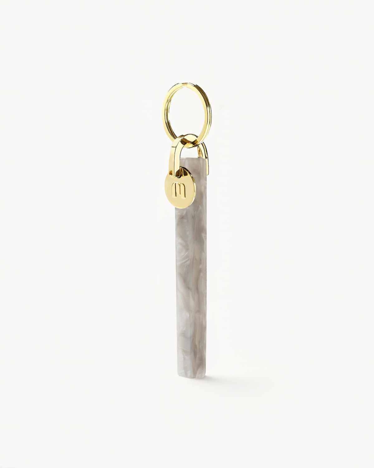 Bar Keychain in Grey Shell - Gold