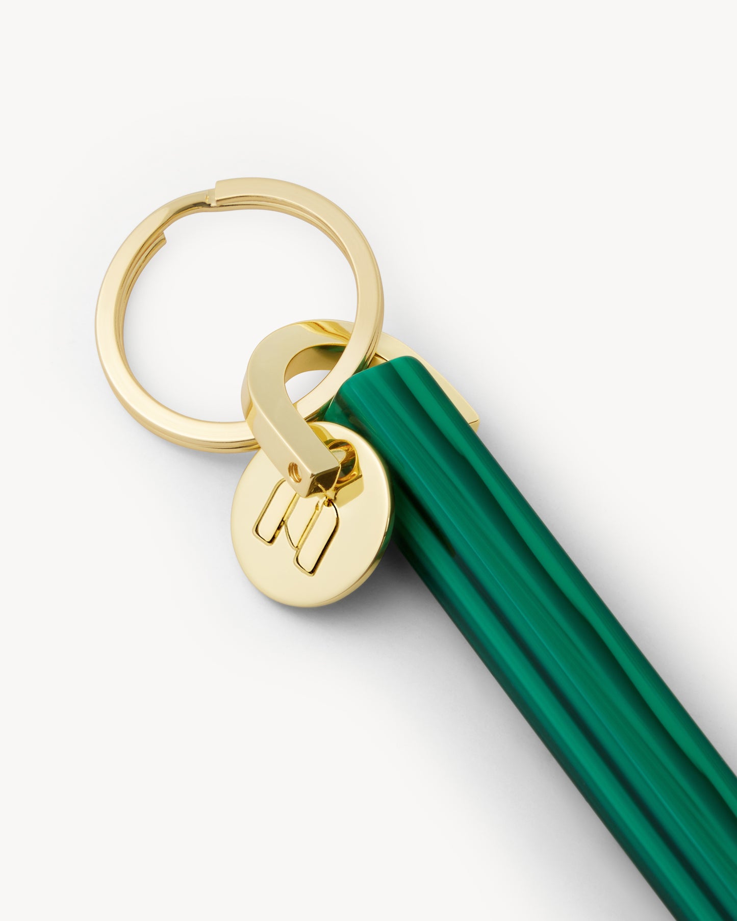 Bar Keychain in Malachite - Gold