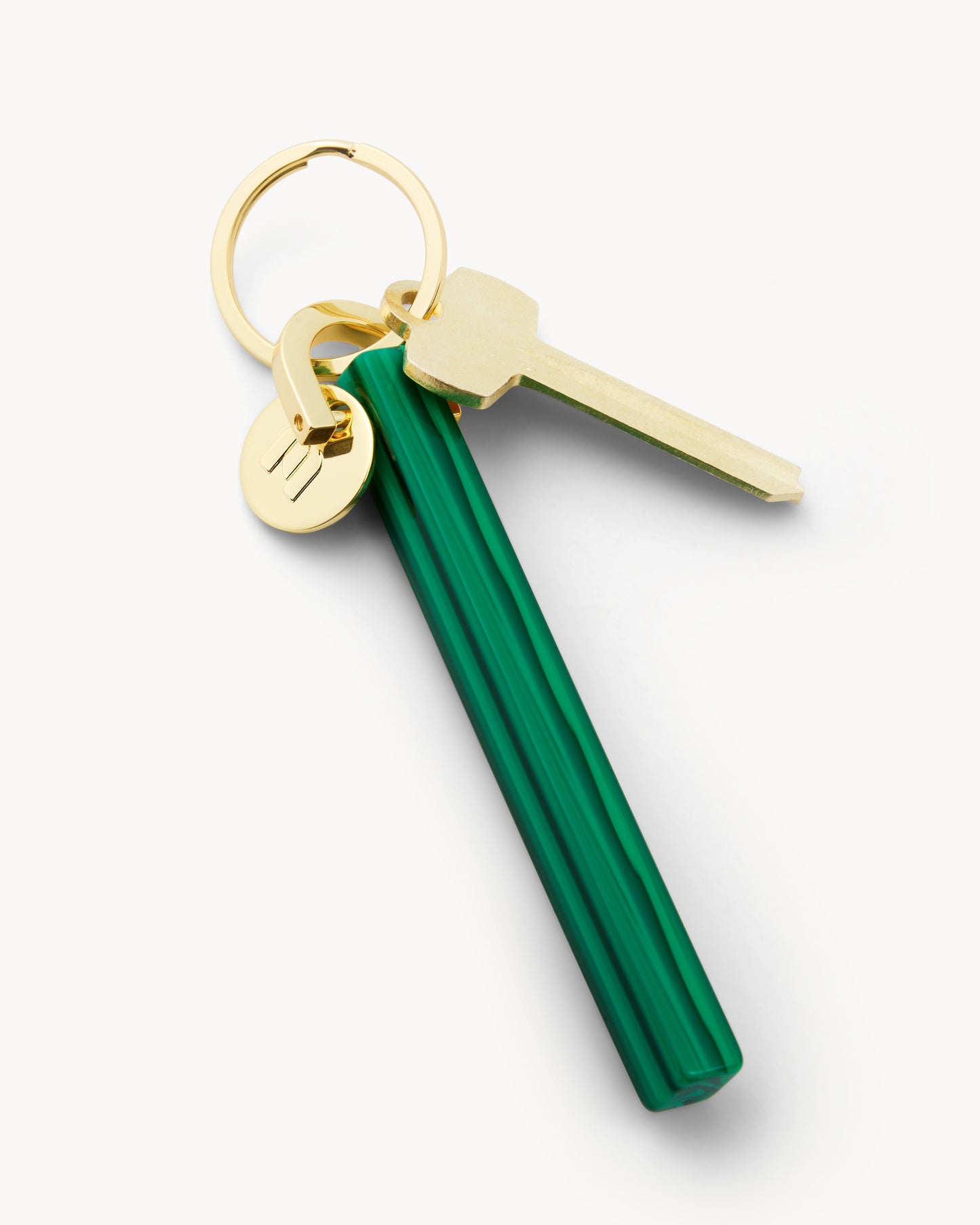 Bar Keychain in Malachite - Gold