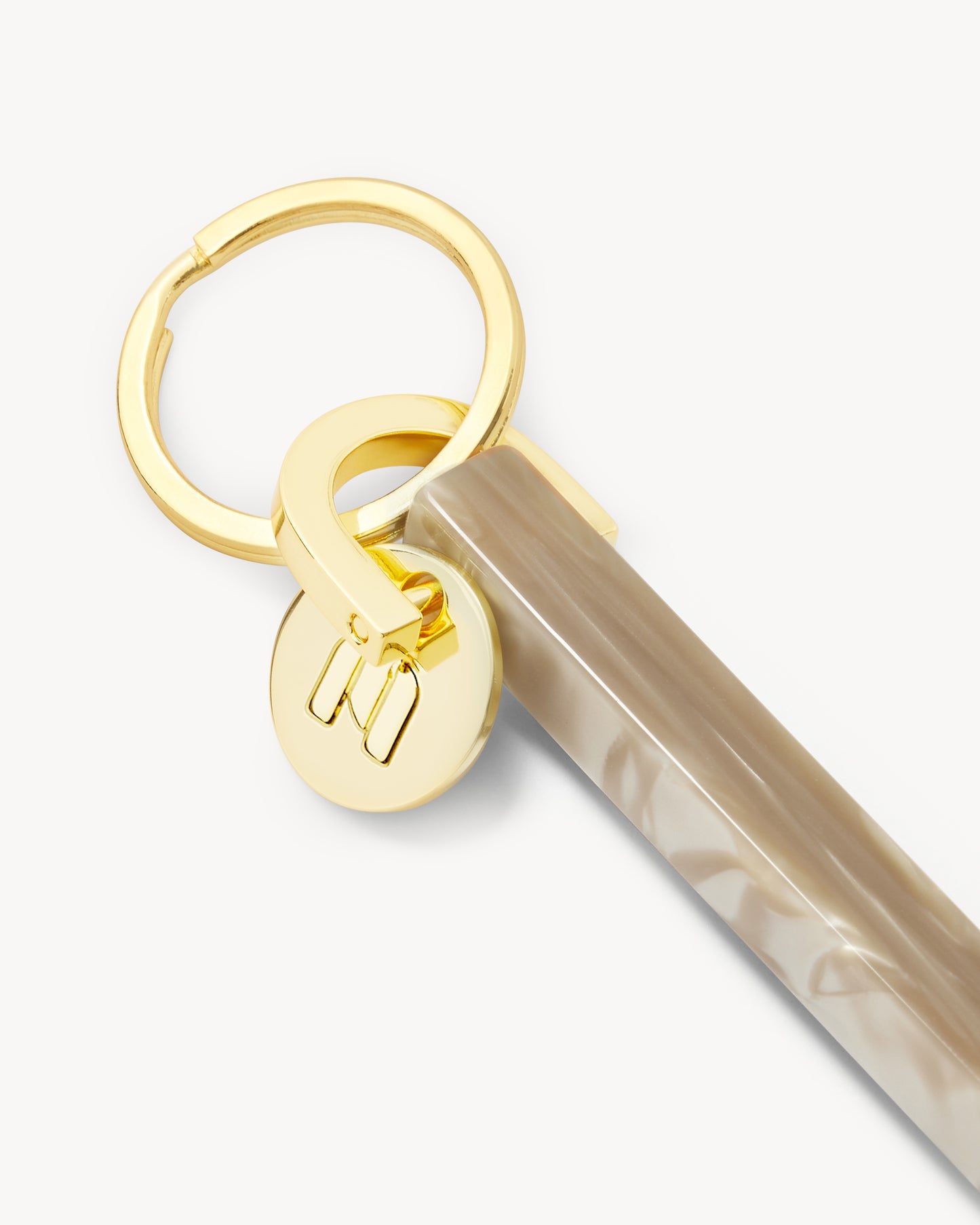 Bar Keychain in Sand Shell - Gold