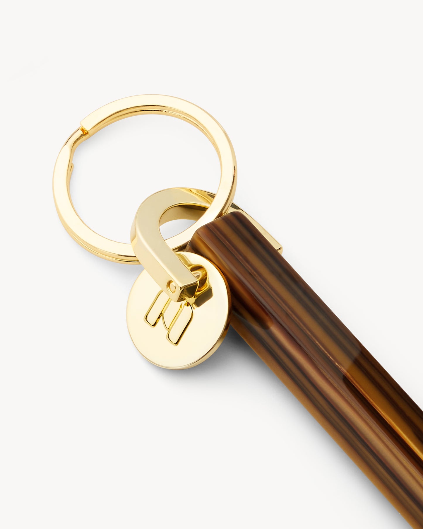 Bar Keychain in Tiger's Eye - Gold
