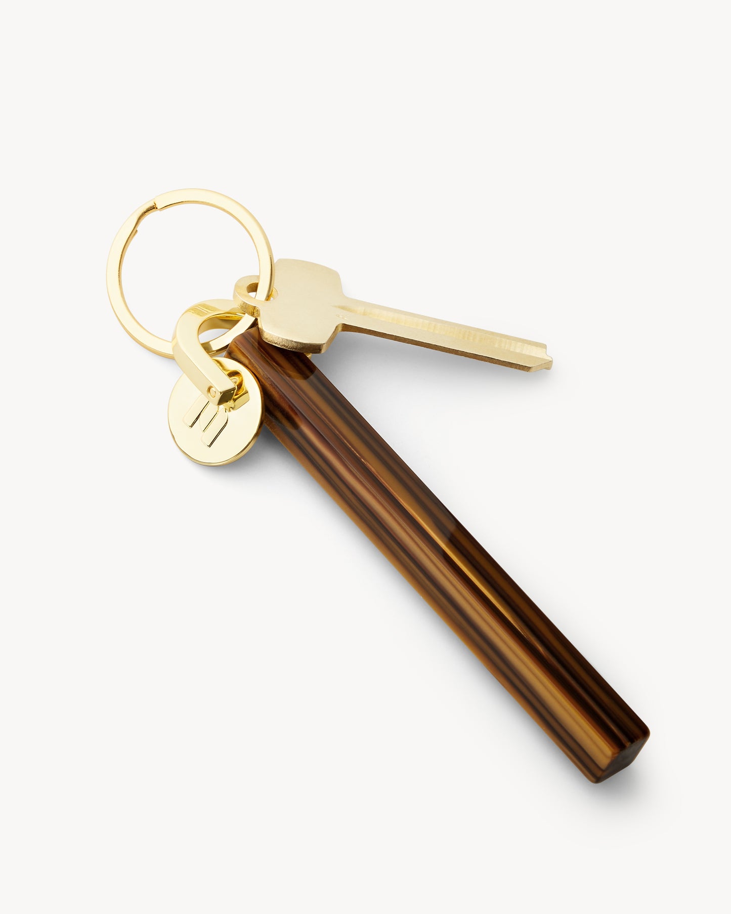 Bar Keychain in Tiger's Eye - Gold