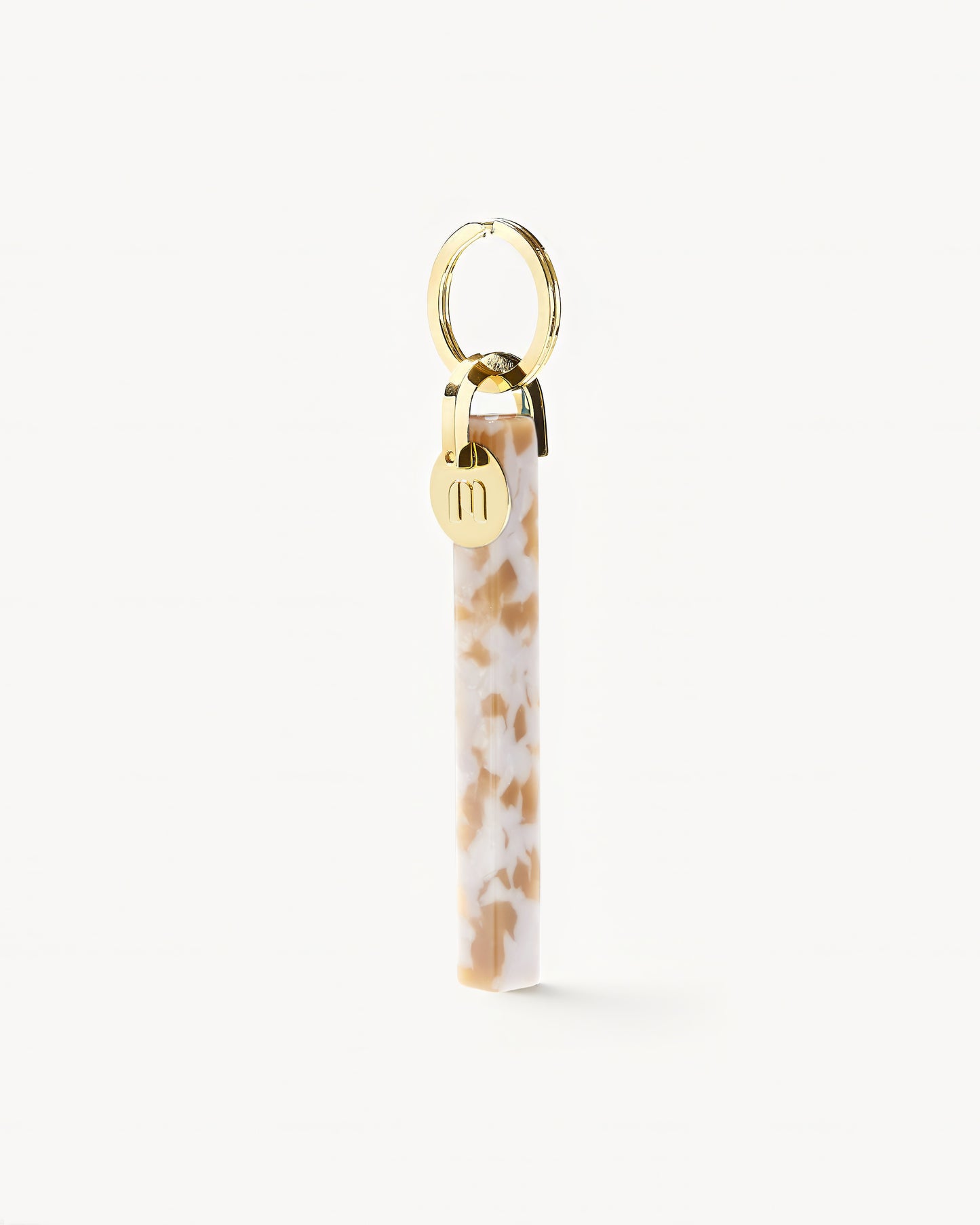 Bar Keychain in Taupe Shell - Gold