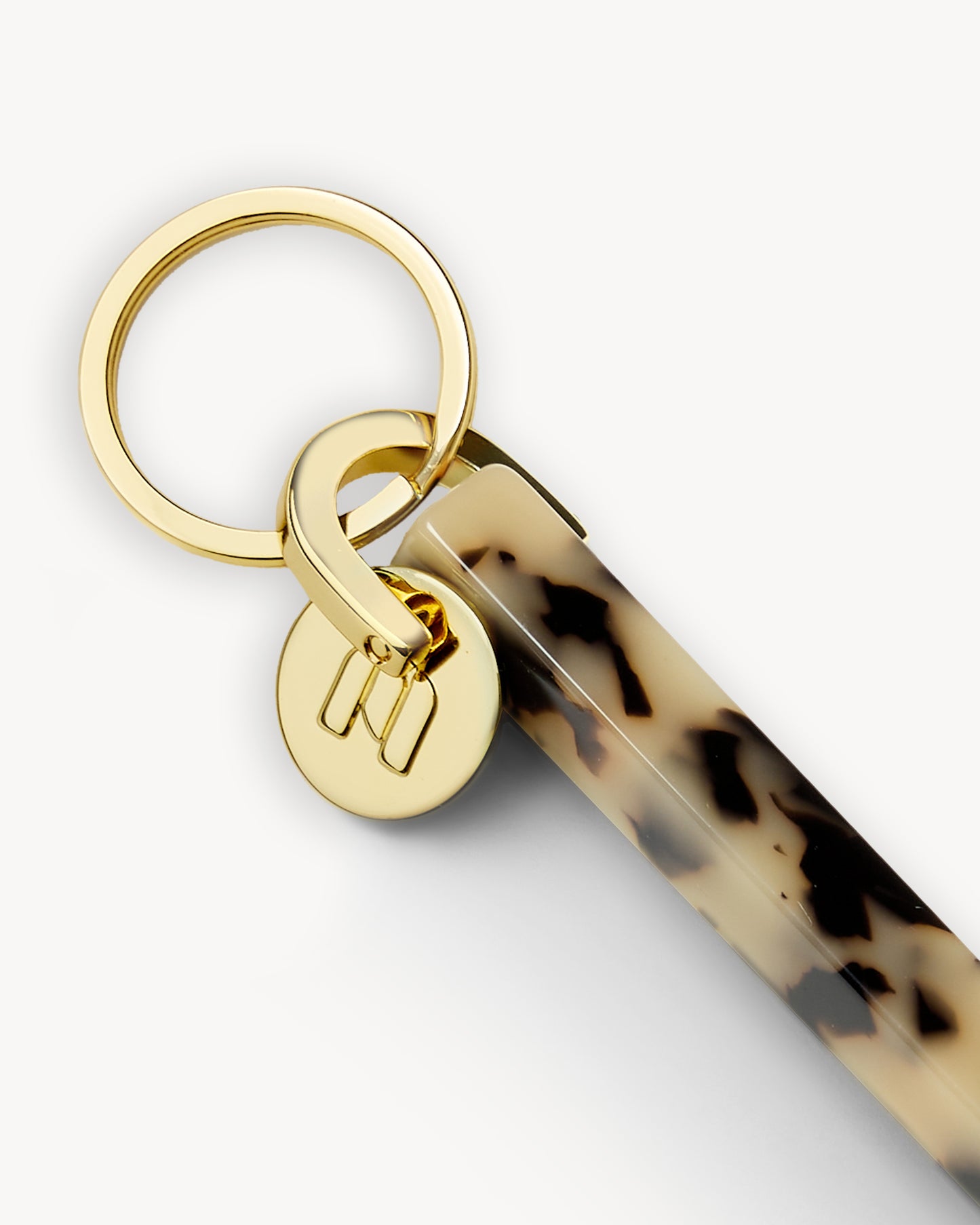Bar Keychain in Blonde Tortoise - Gold