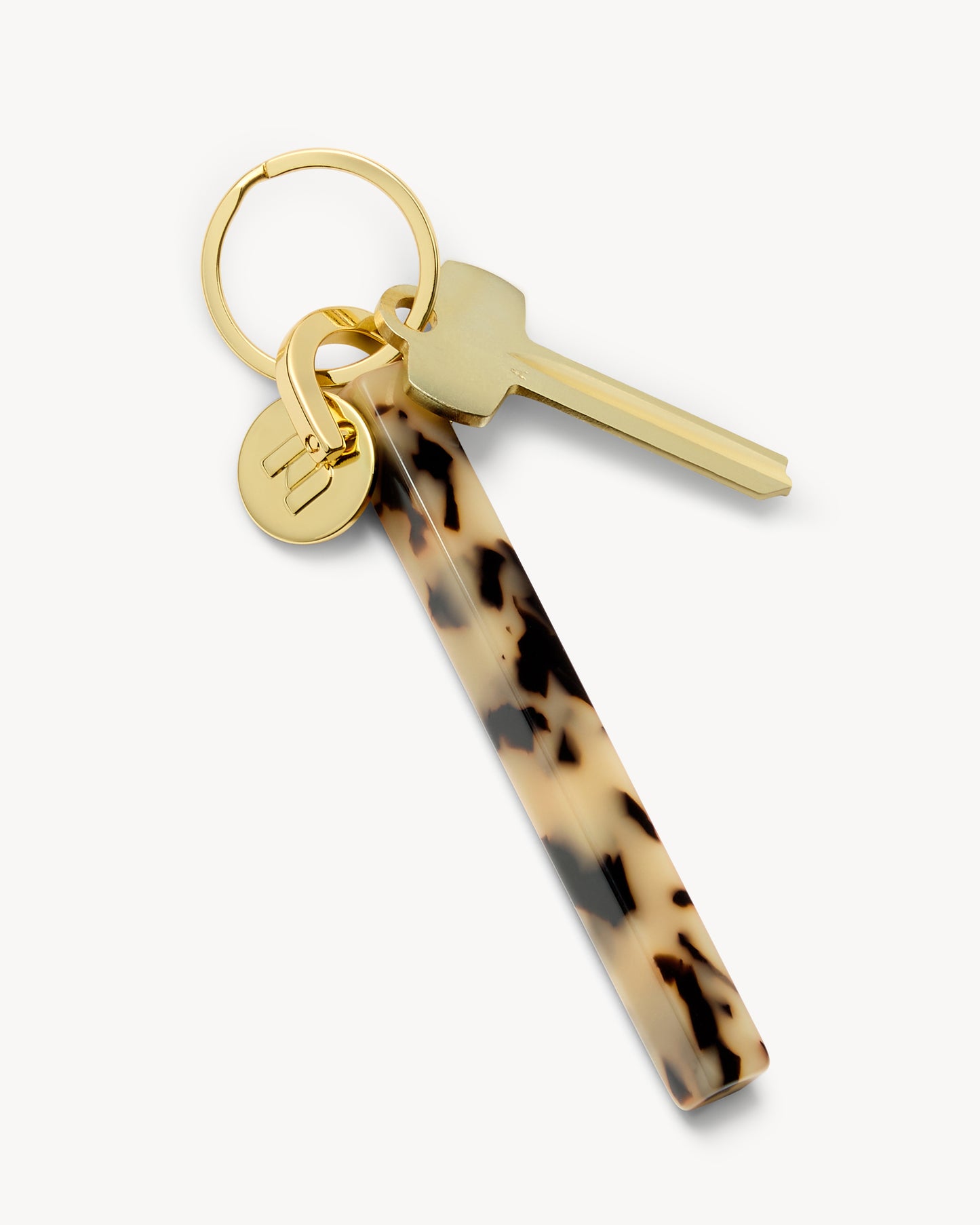 Bar Keychain in Blonde Tortoise - Gold