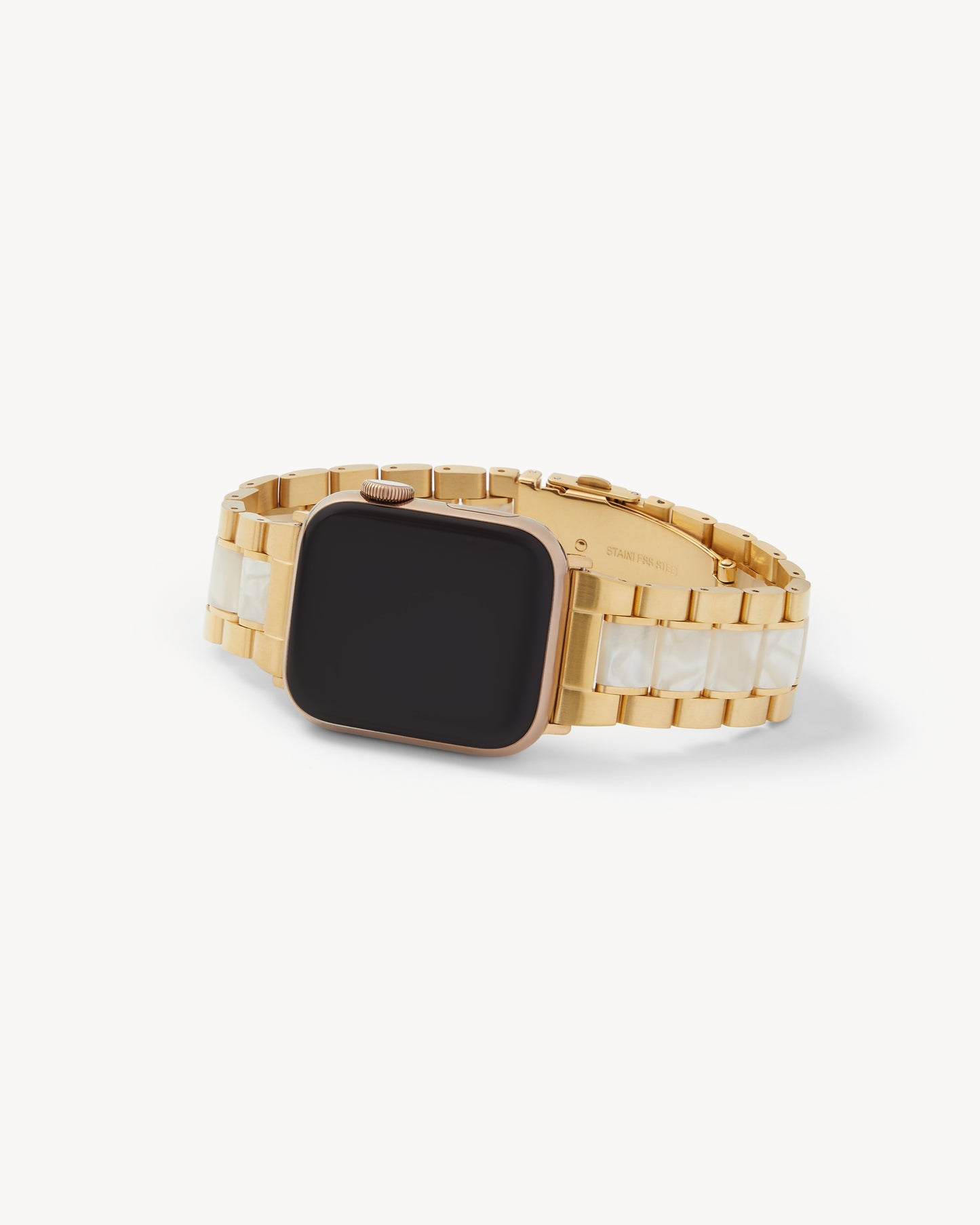 Boyfriend Watch Band in Gold / White Shell