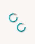 Mini Hoops in Teal Marble