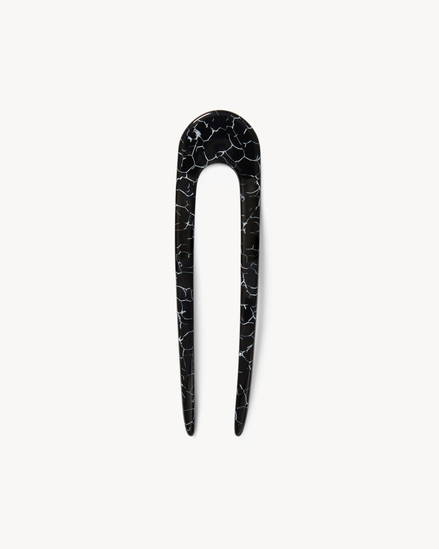 French Hair Pin in Black Marble