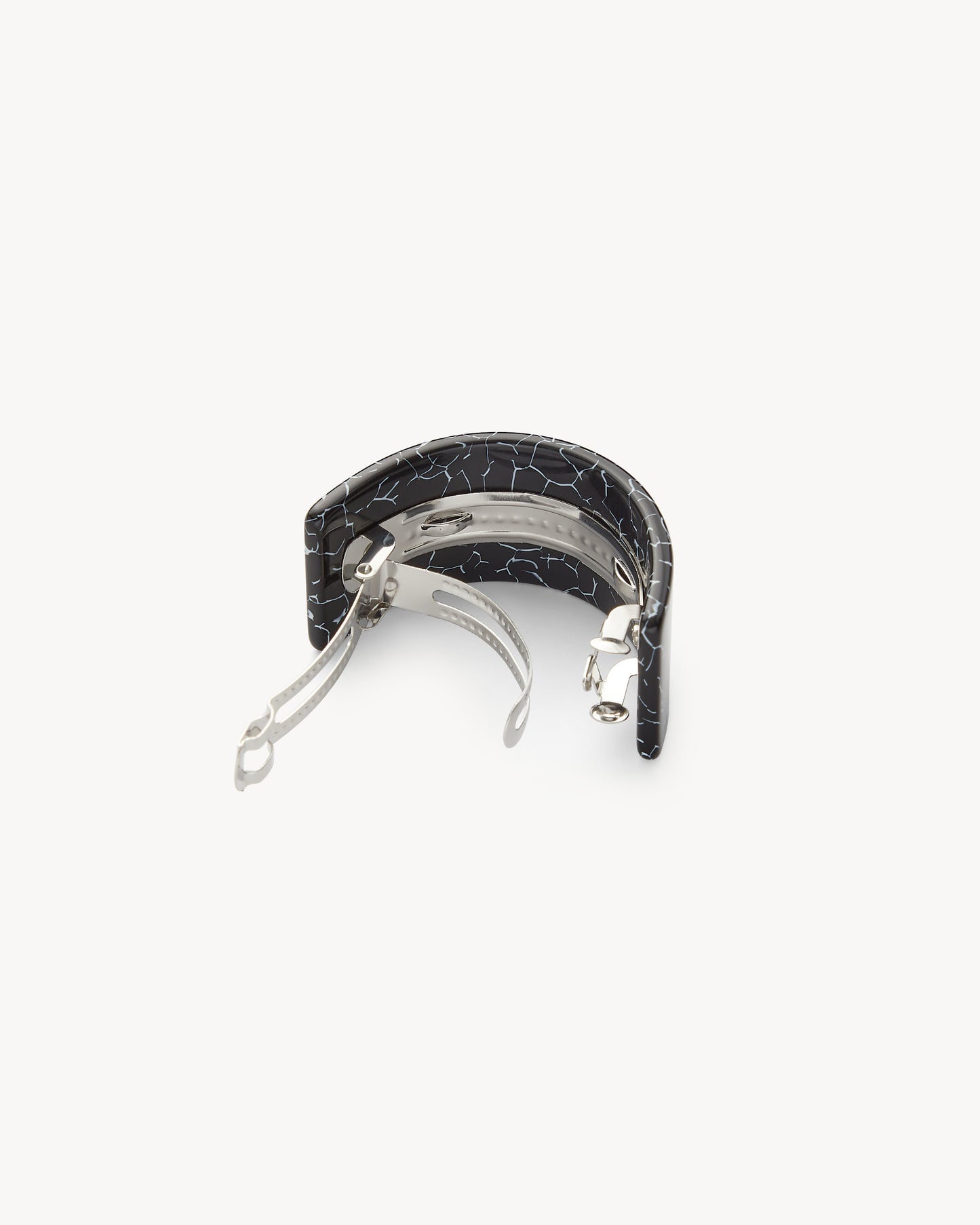 French Pony Barrette in Black Marble