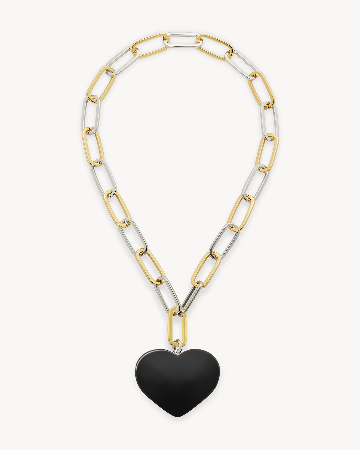 Grande Heart Pendant Necklace in Black