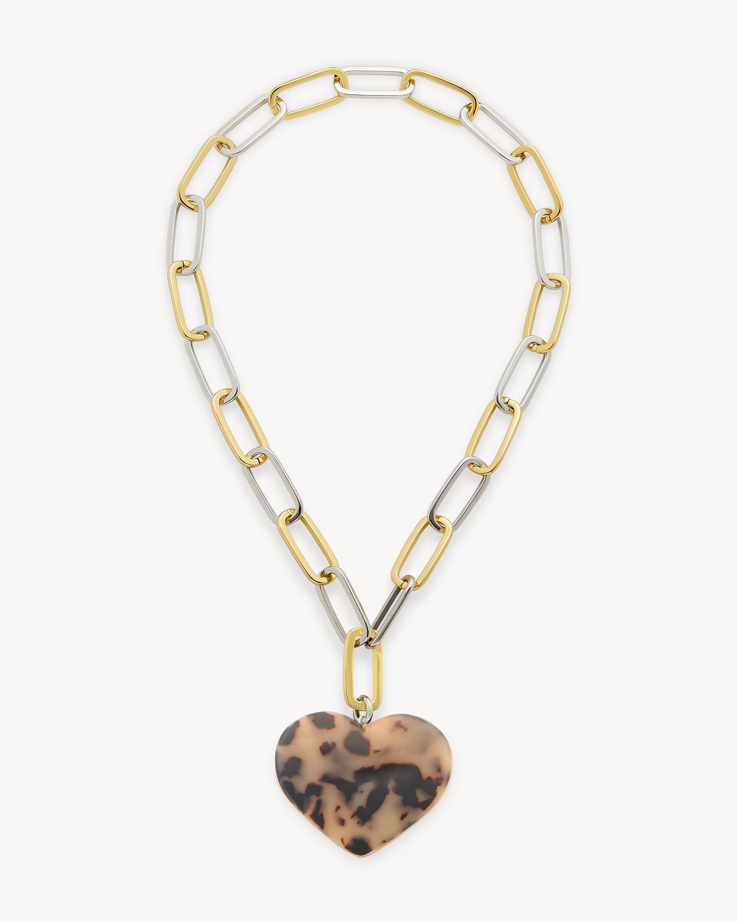 Grande Heart Pendant Necklace in Blonde Tortoise