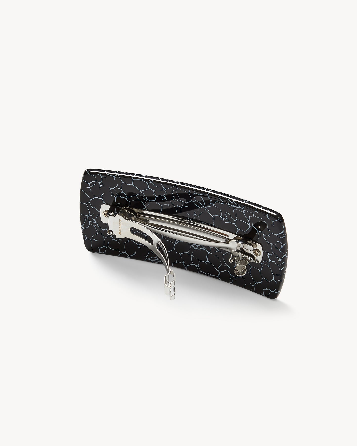 Jumbo Box Barrette in Black Marble