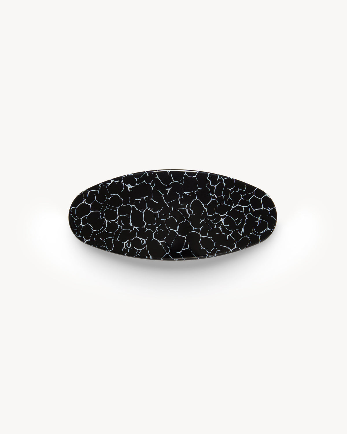 Jumbo Oval Barrette in Black Marble