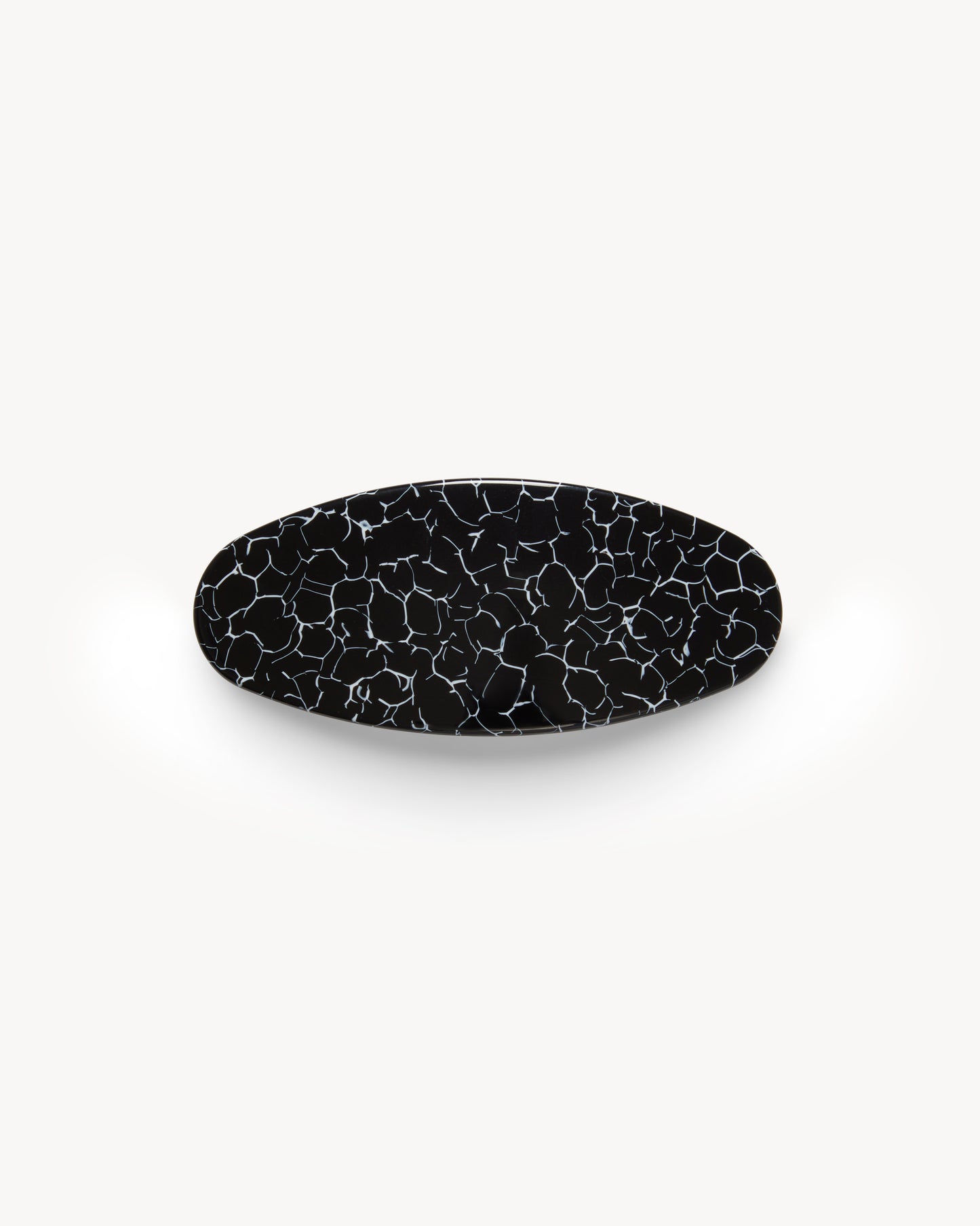 Jumbo Oval Barrette in Black Marble