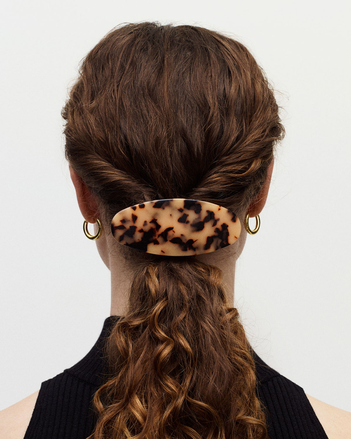 Jumbo Oval Barrette in Midnight Horn