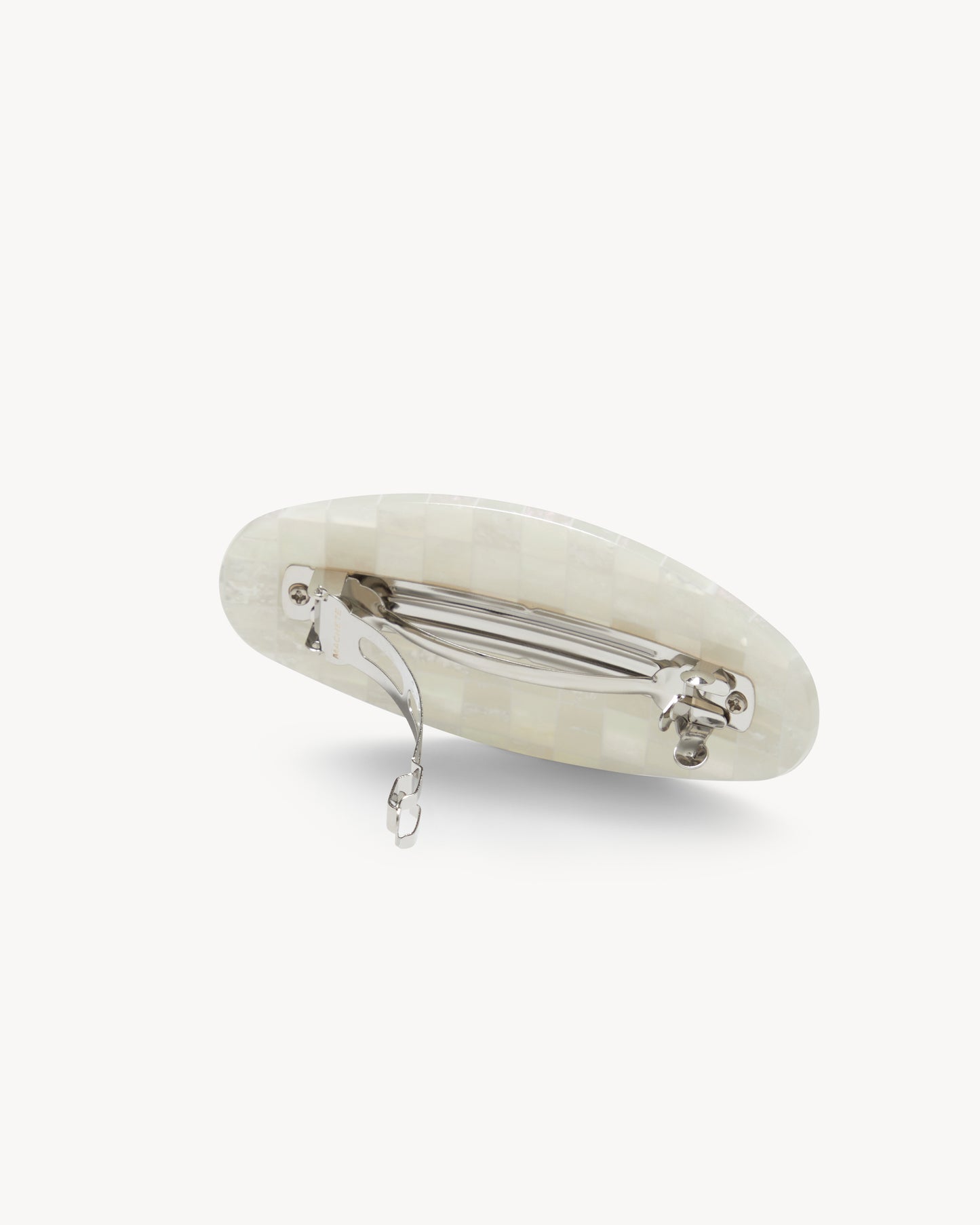 Jumbo Oval Barrette in Opalite Shell Checker