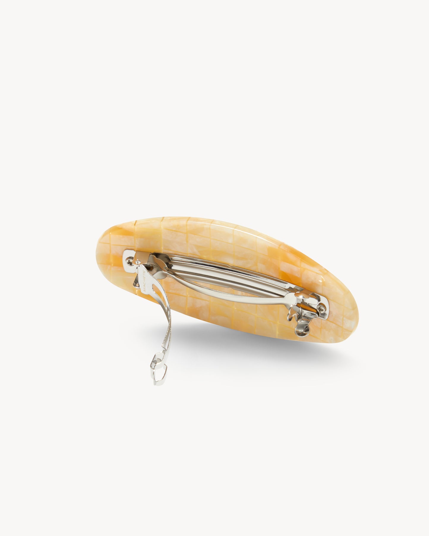 Jumbo Oval Barrette in Sea Shell Checker