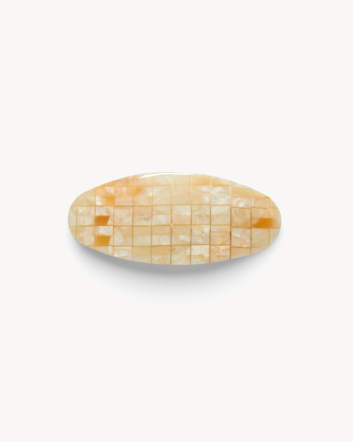 Jumbo Oval Barrette in Sea Shell Checker