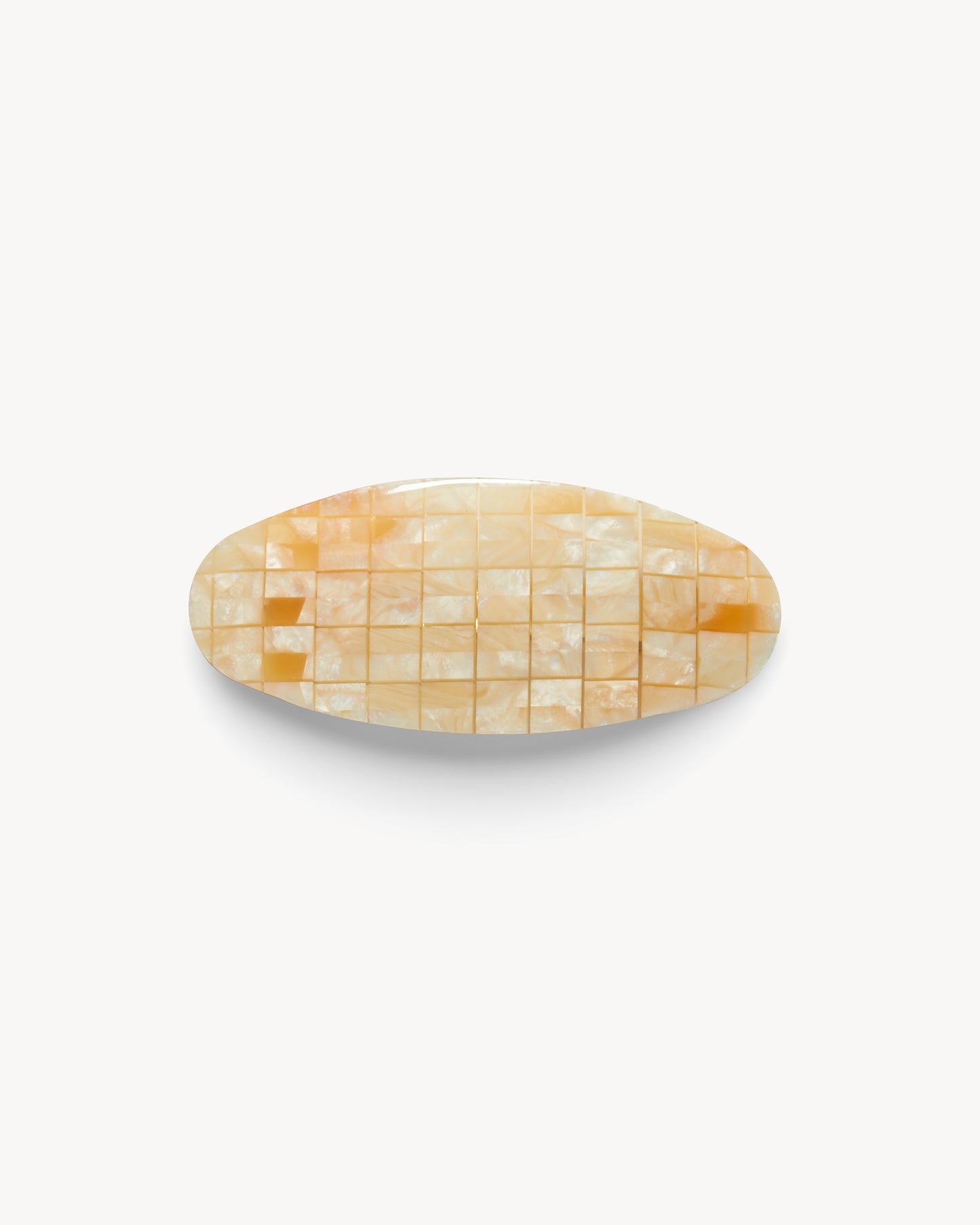 Jumbo Oval Barrette in Sea Shell Checker