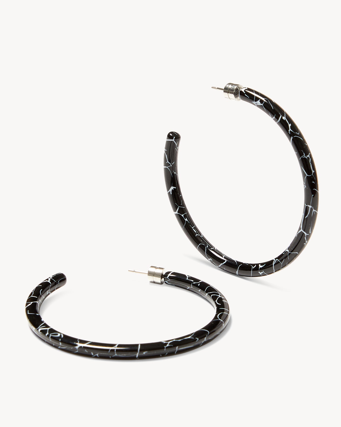 Large Hoops in Black Marble