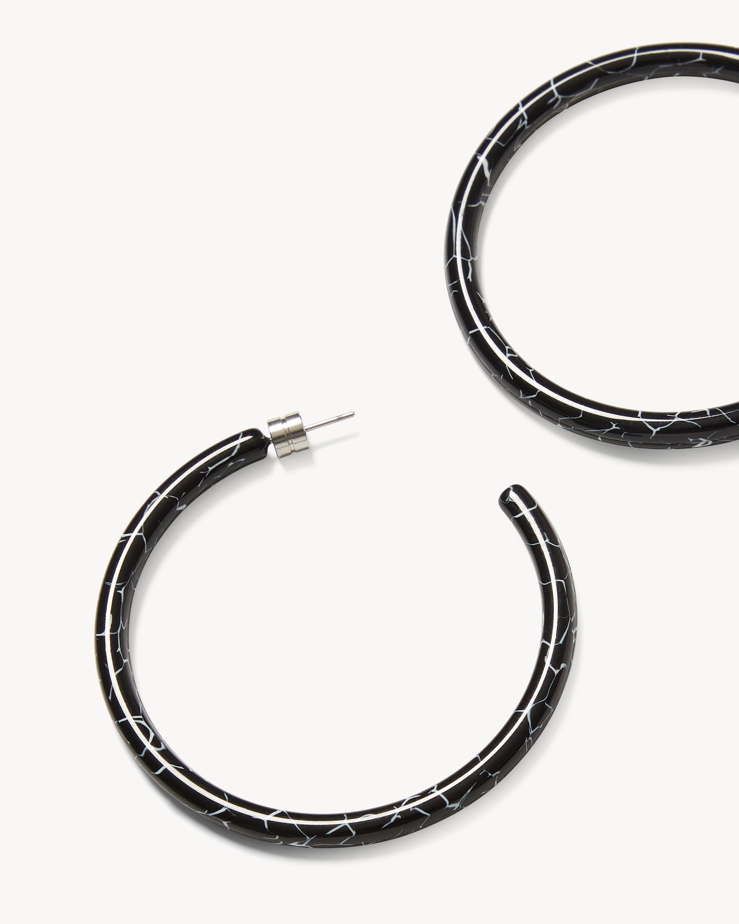 Large Hoops in Black Marble
