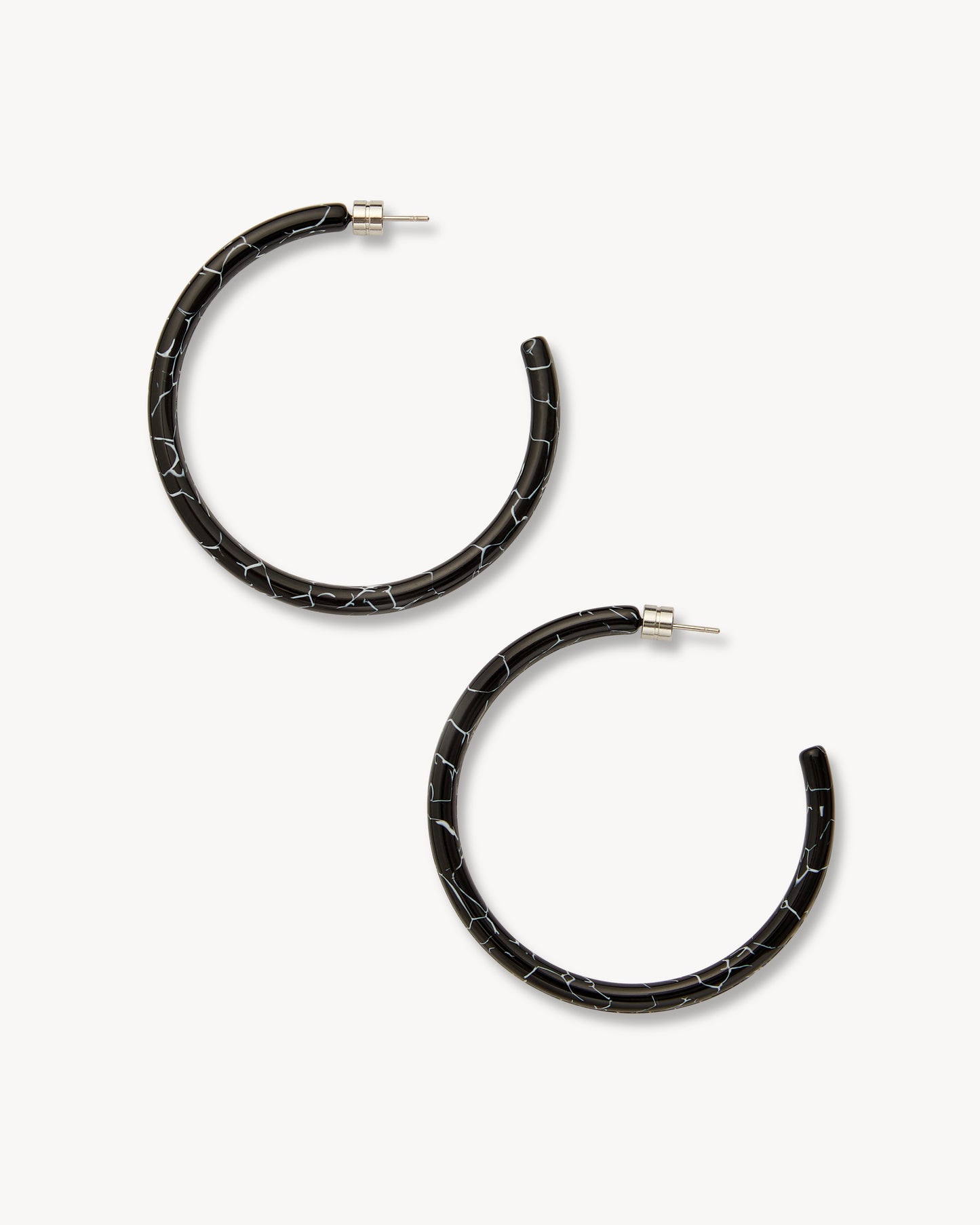 Large Hoops in Black Marble