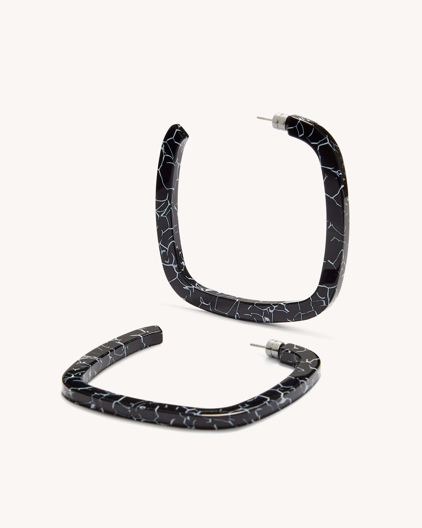 Large Square Hoops in Black Marble