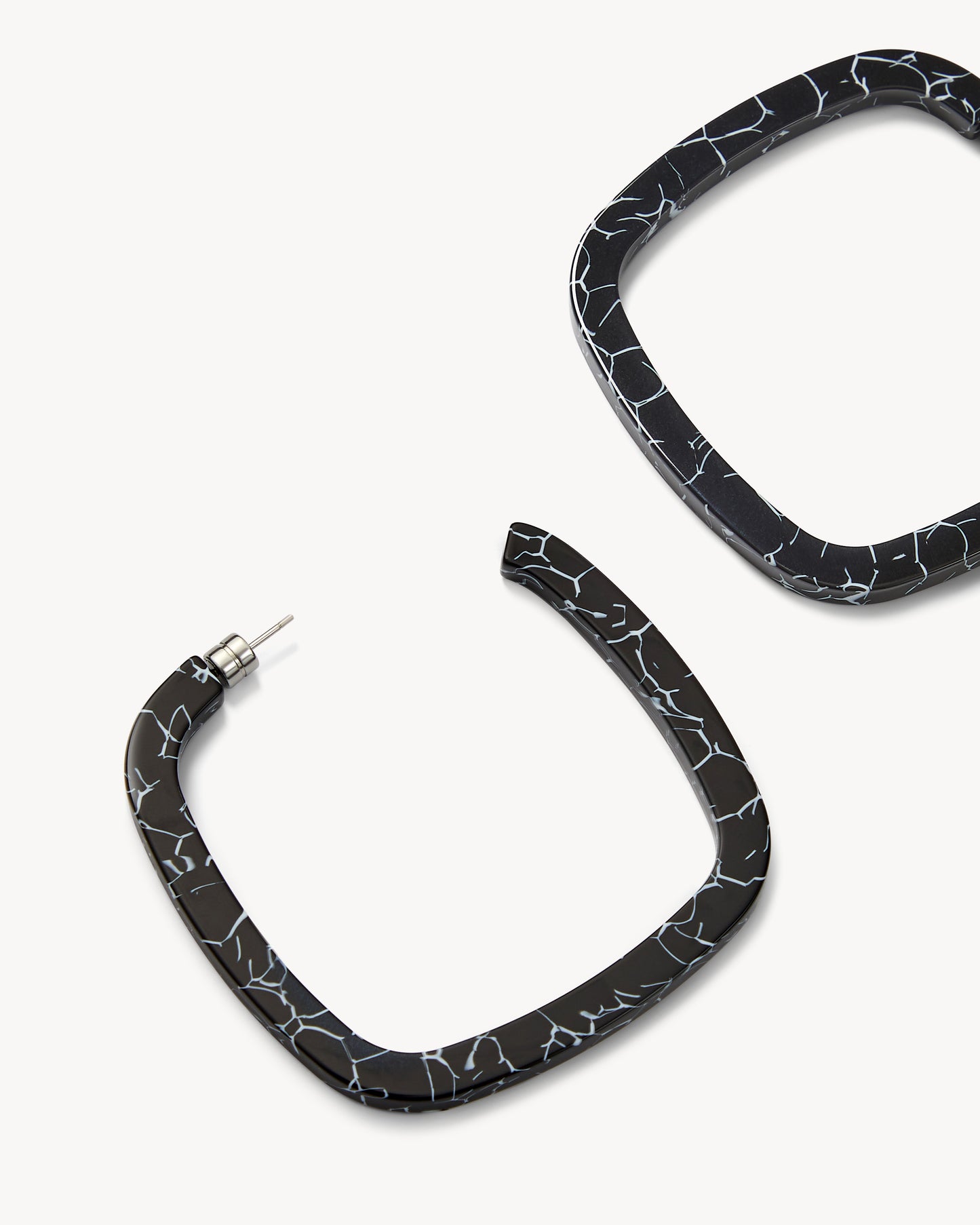 Large Square Hoops in Black Marble