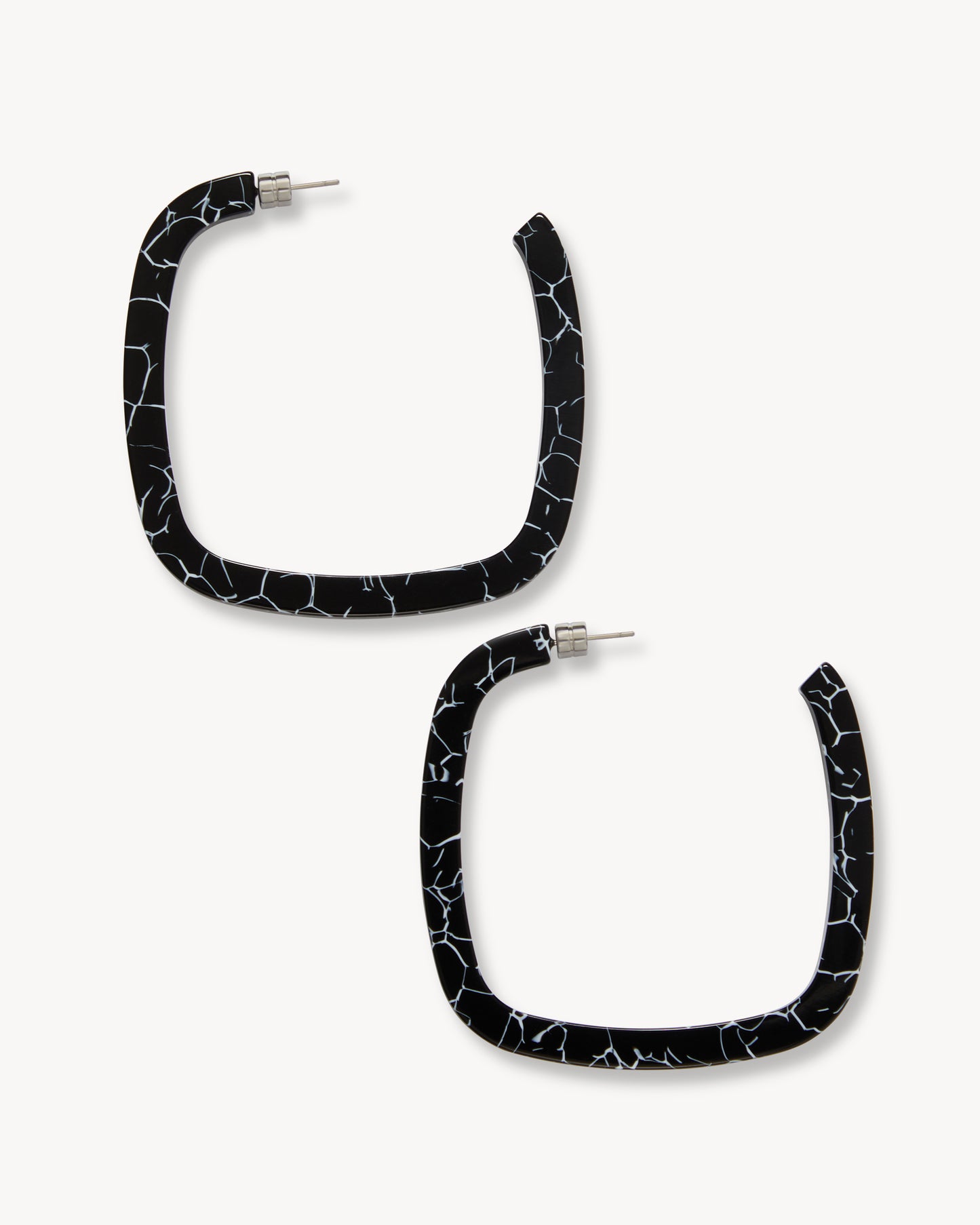 Large Square Hoops in Black Marble
