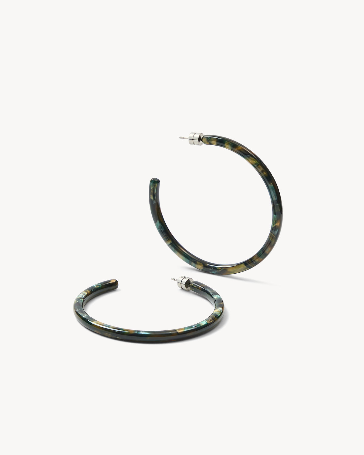 Large Hoops in Green Tortoise