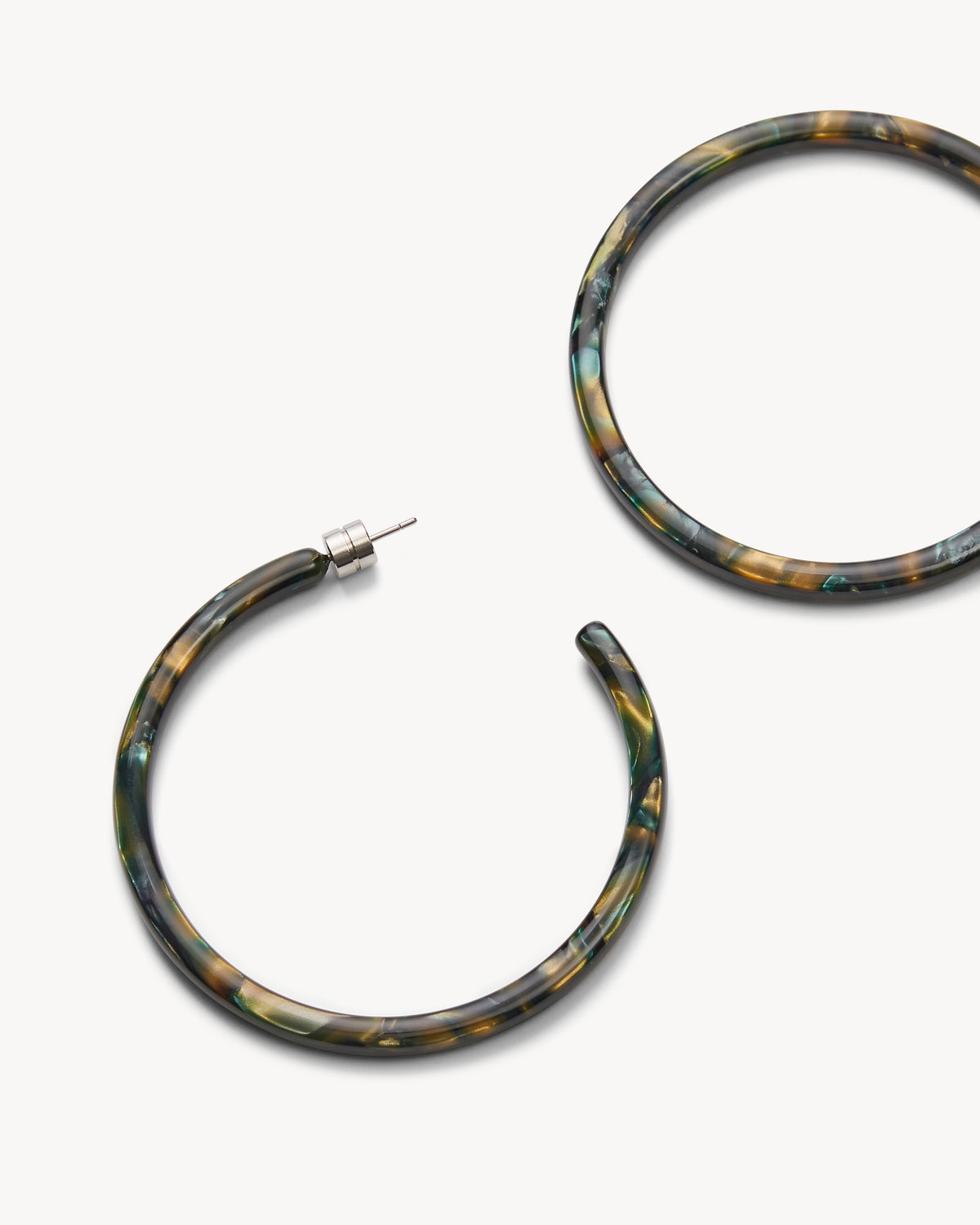 Large Hoops in Green Tortoise