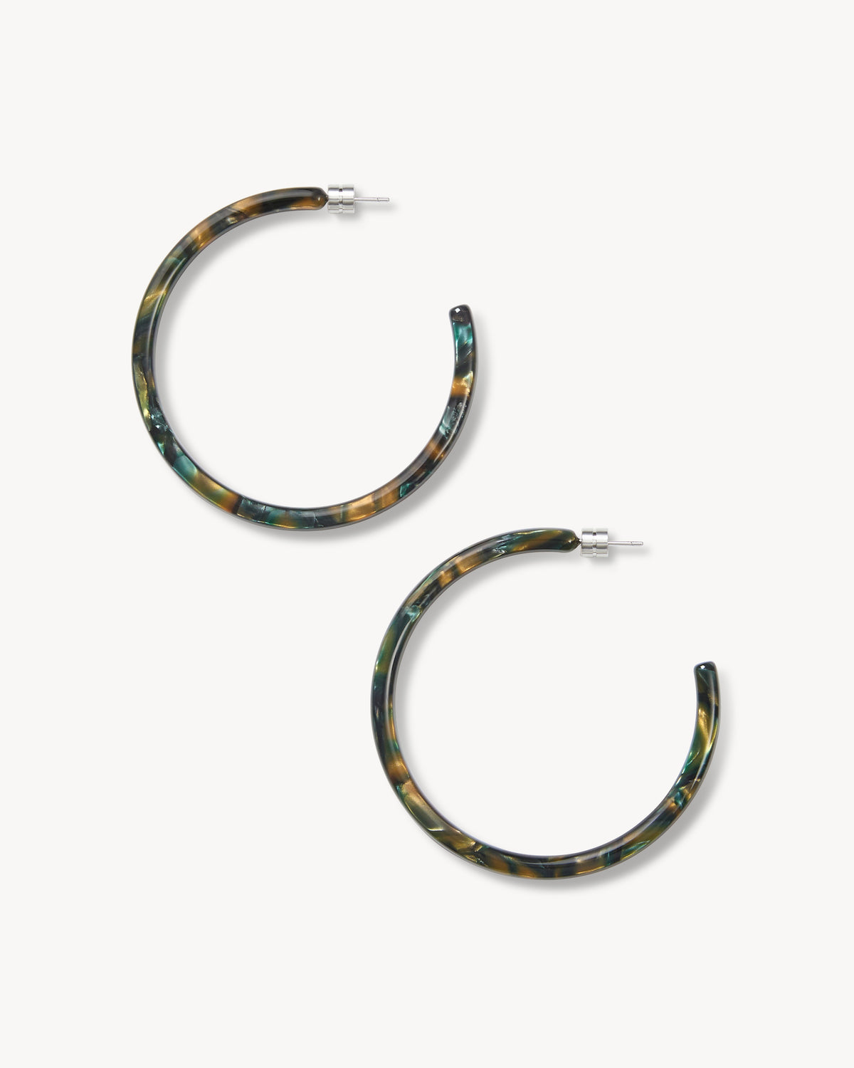 Large Hoops in Green Tortoise