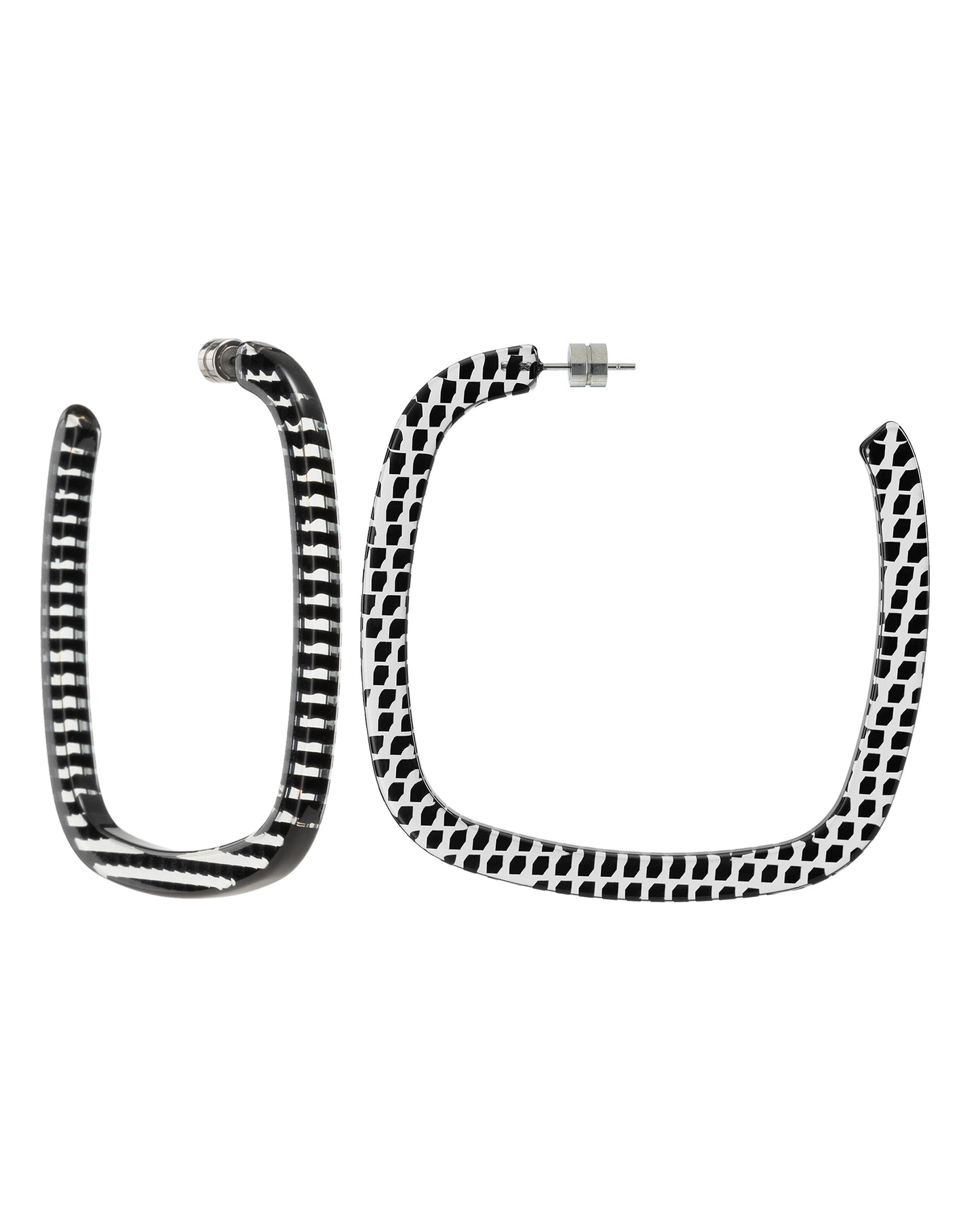 Large Square Hoops in Black & Clear