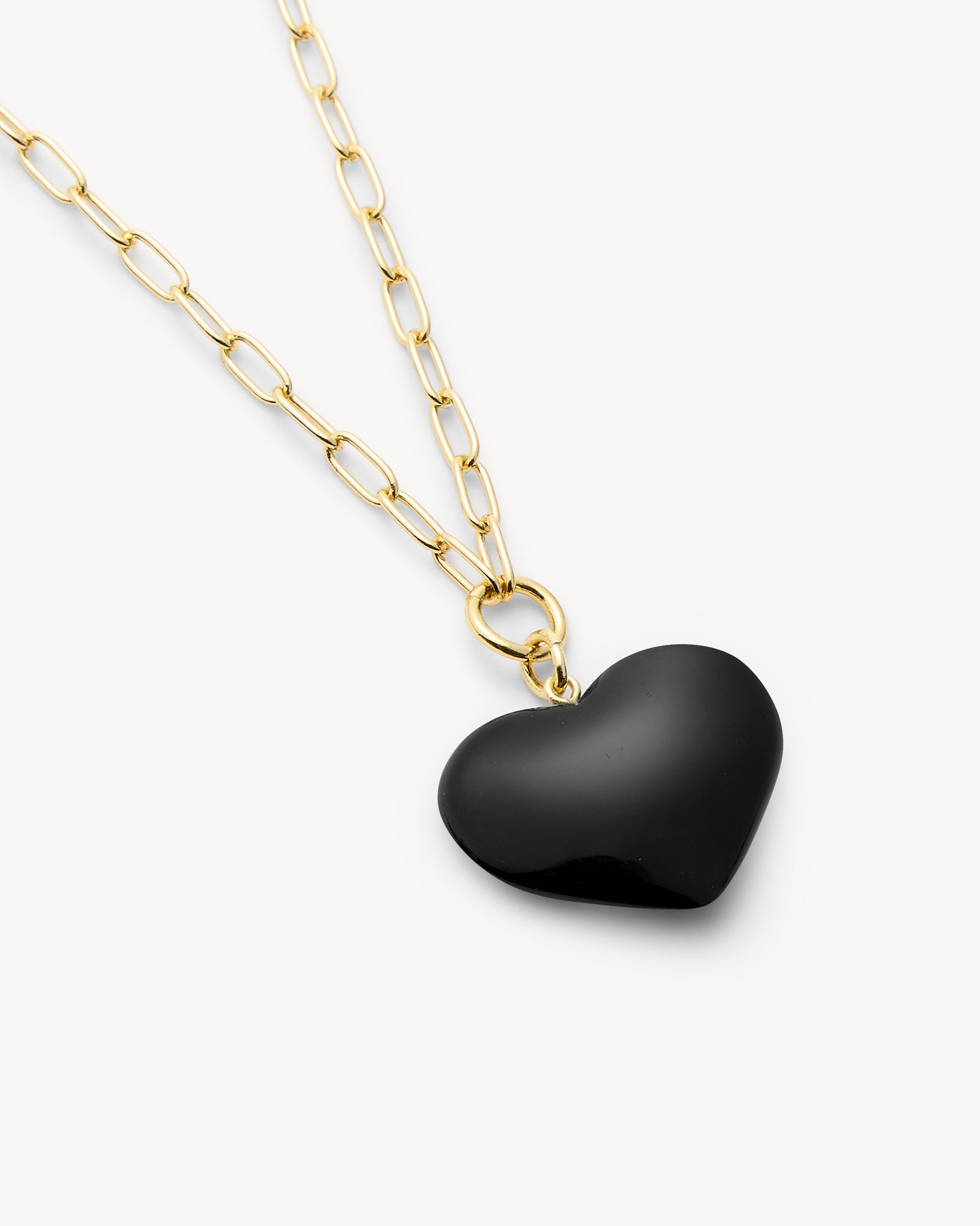Midi Heart Pendant Necklace in Black