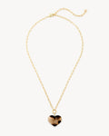 Midi Heart Pendant Necklace in Blonde Tortoise